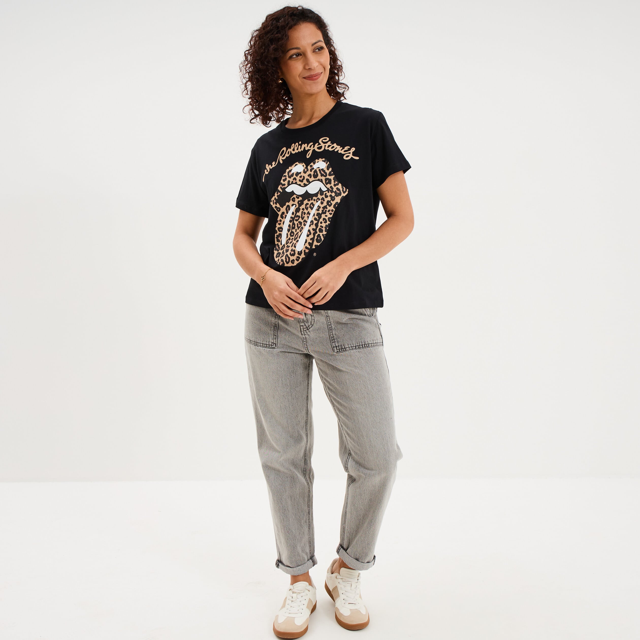 T-shirt manches courtes Rolling Stones noir femme