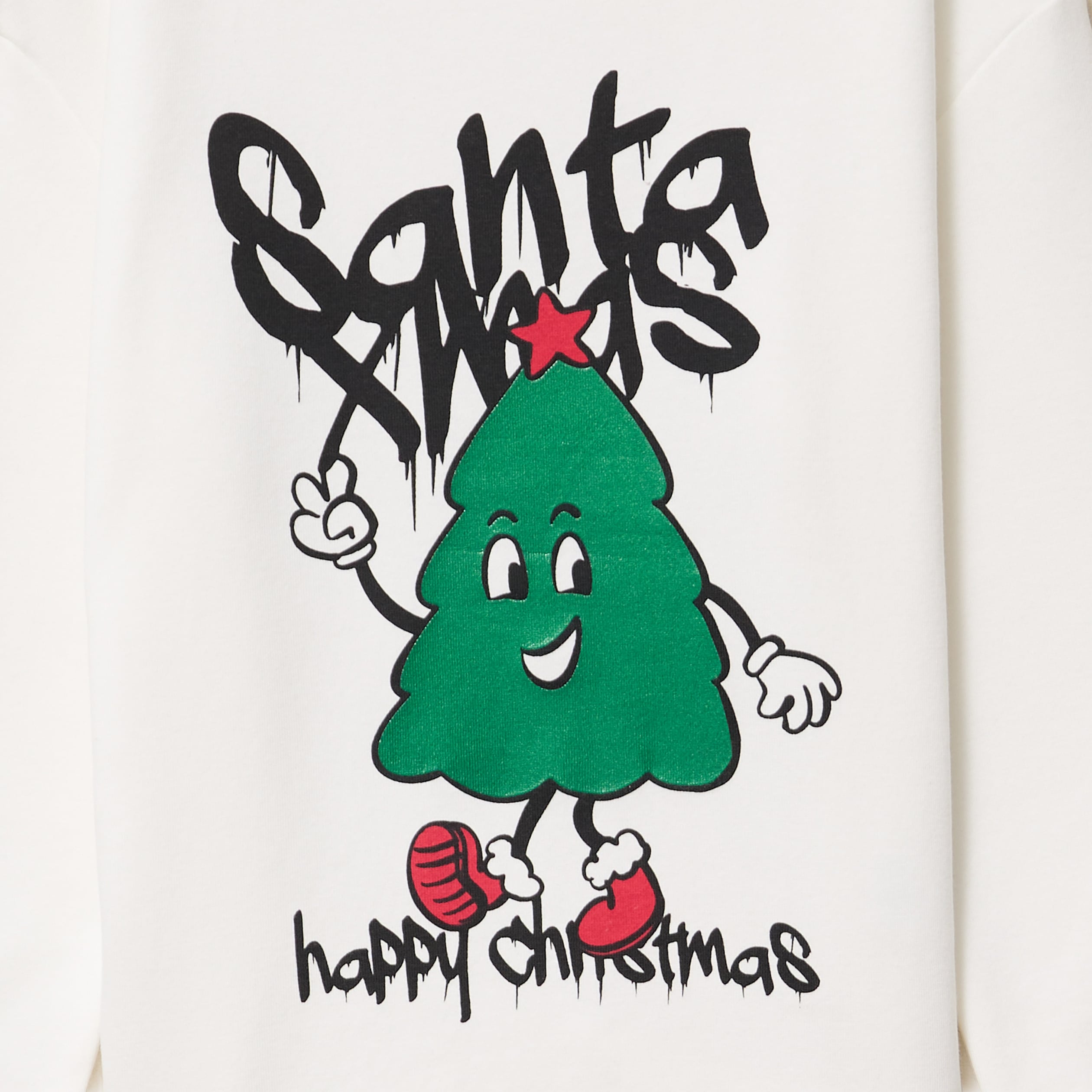 Sweat de No&euml;l col rond oversize blanc gar&ccedil;on