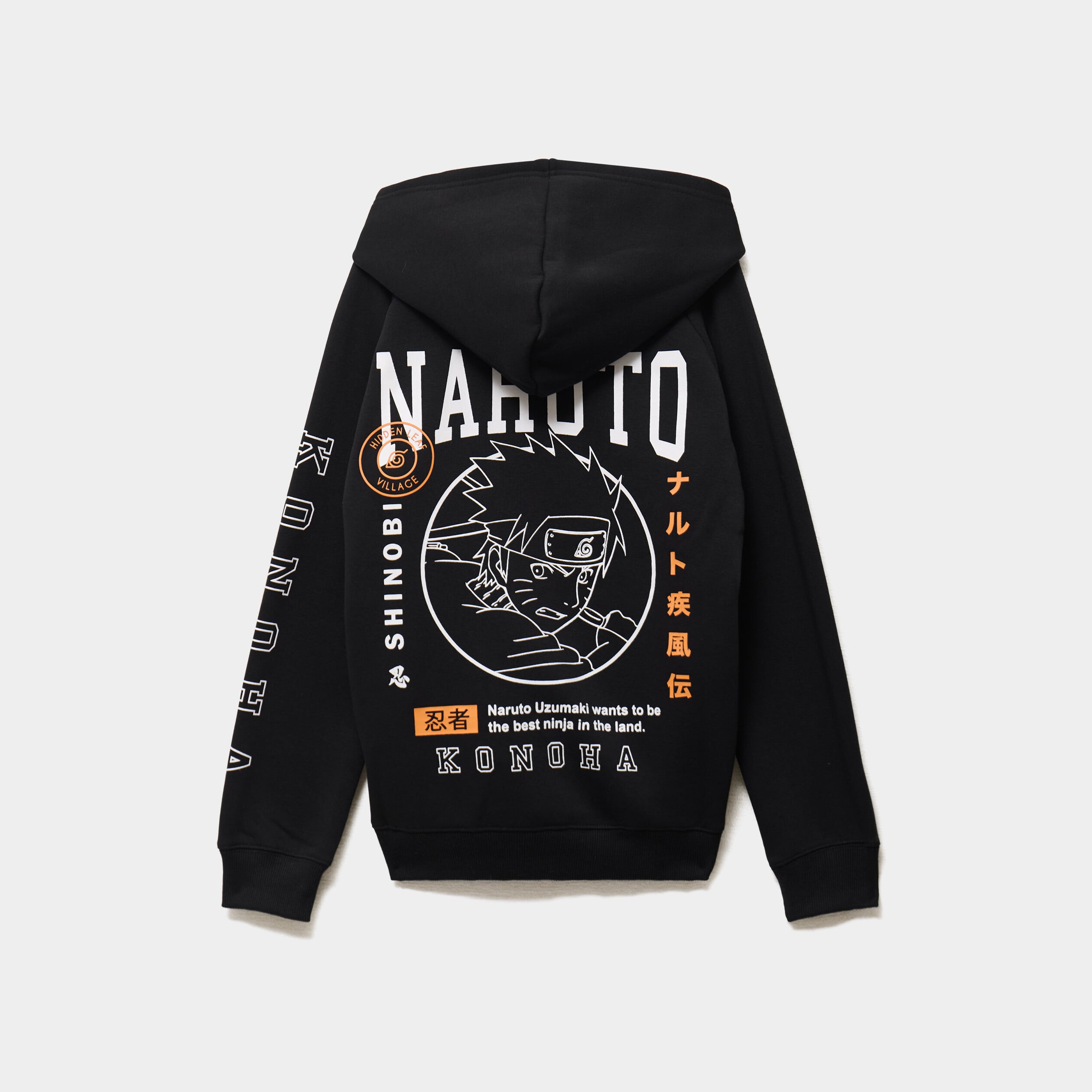 Sweat molleton zipp&eacute; &agrave; capuche Naruto noir gar&ccedil;on
