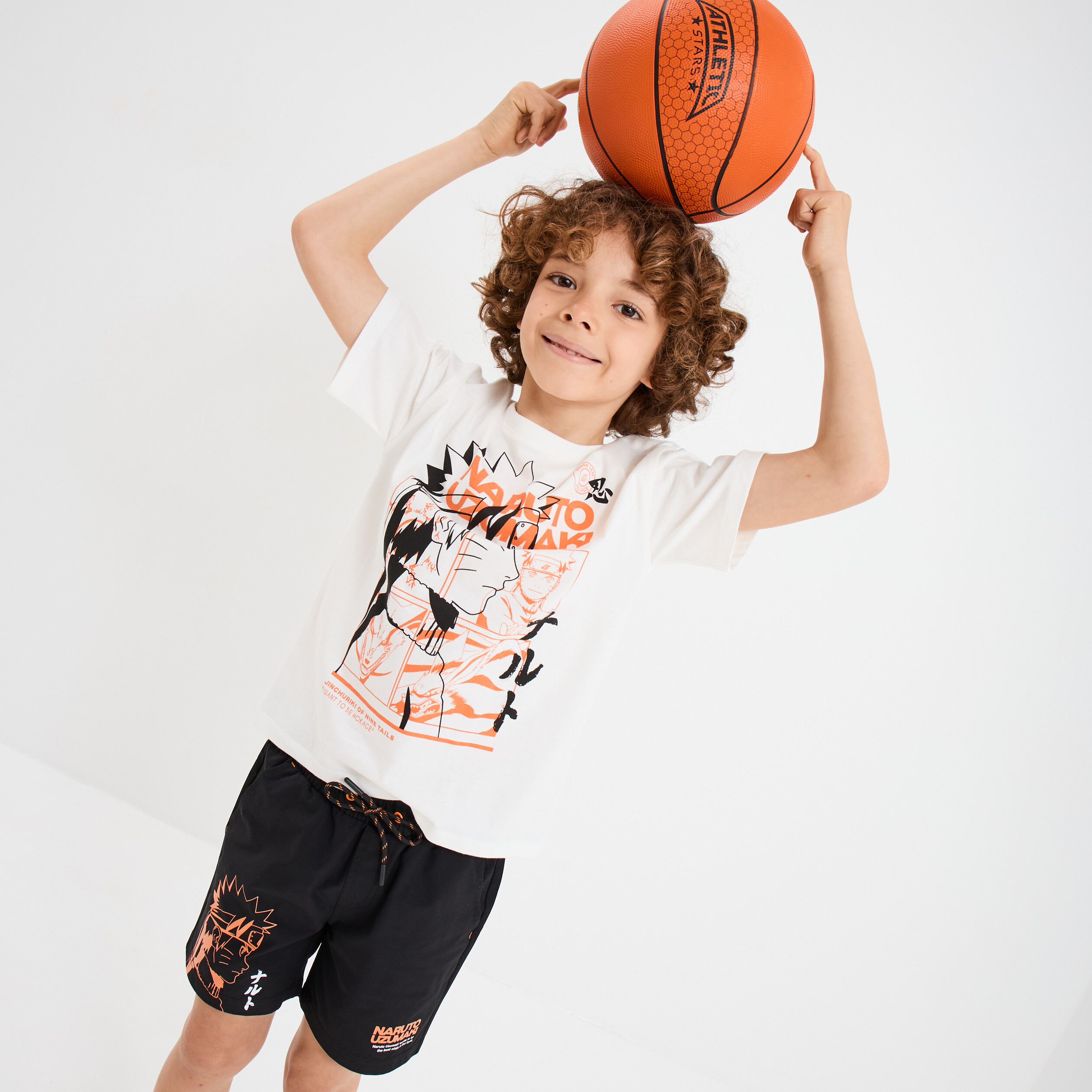 t shirt manches courtes coton naruto ivoire garcon T-shirt manches courtes coton Naruto ivoire garçon