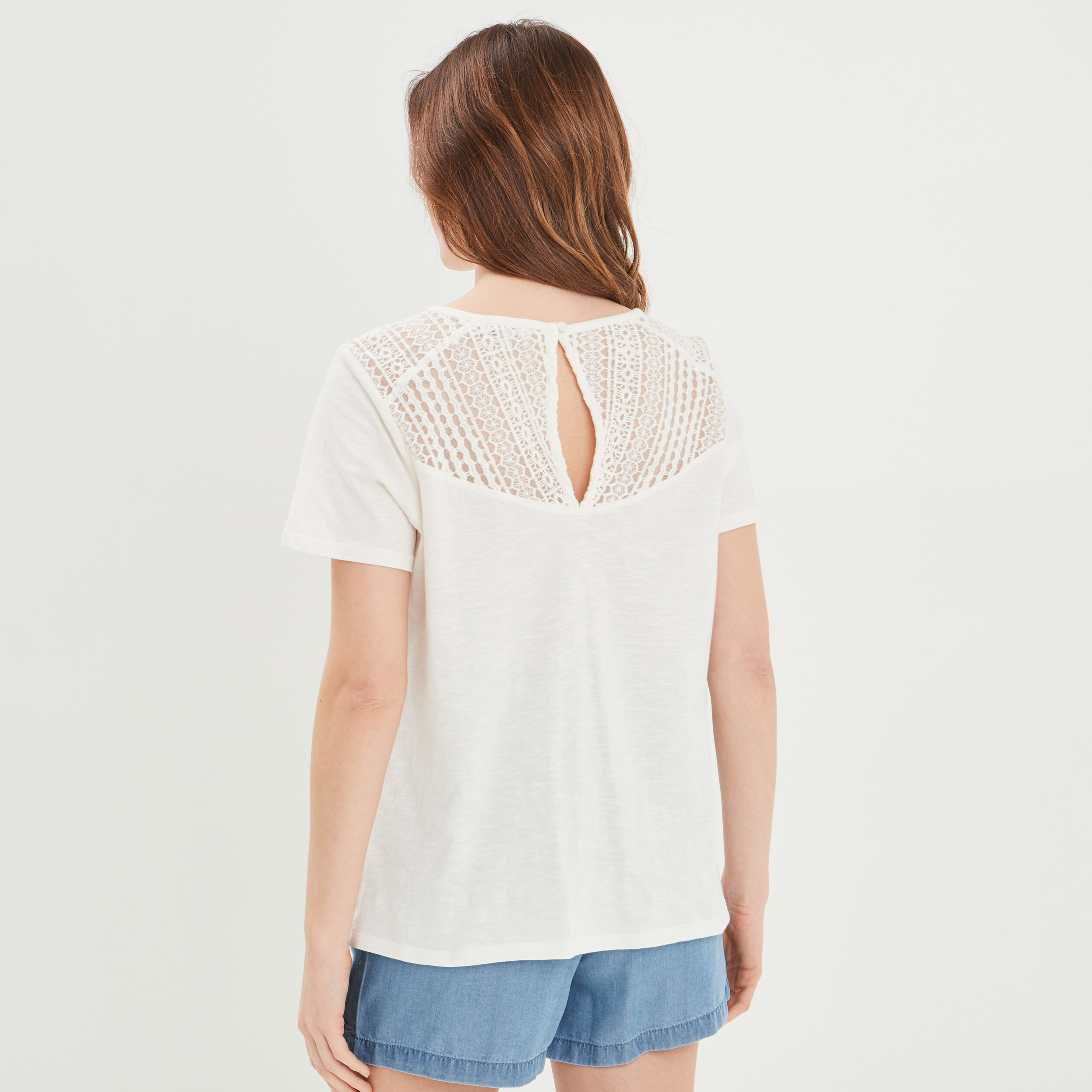 t shirt epaules et dos macrame creeks jaune clair femme T-shirt épaules et dos macramé Creeks jaune clair femme