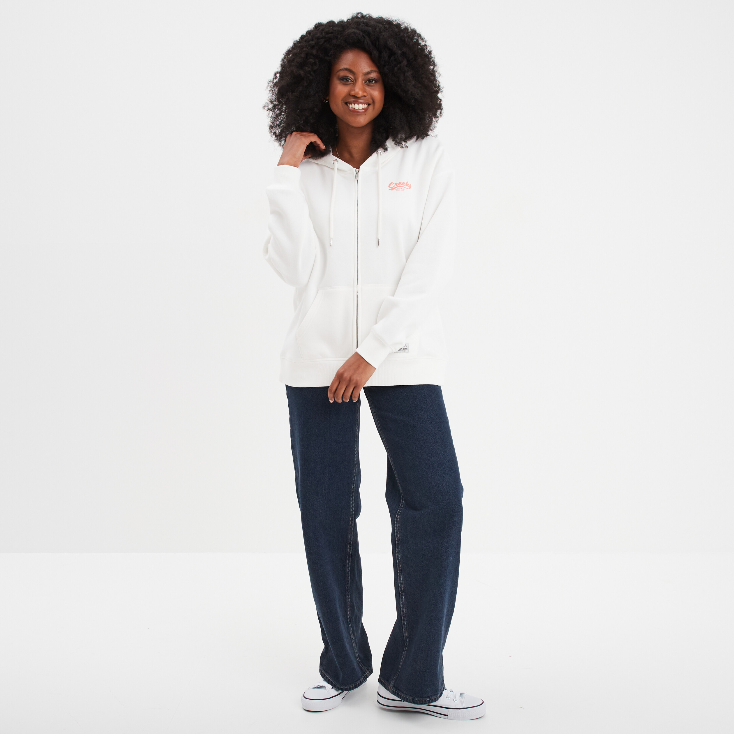 sweat zippe a capuche creeks original blanc femme Sweat zippé à capuche Creeks Original blanc femme