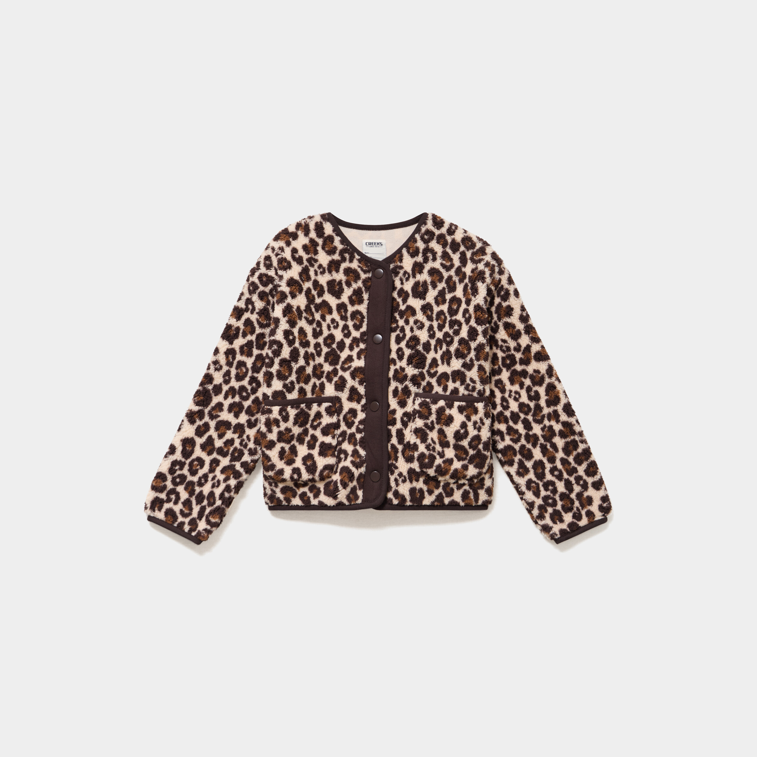 Gilet effet polaire boutonn&eacute;e col rond beige fille