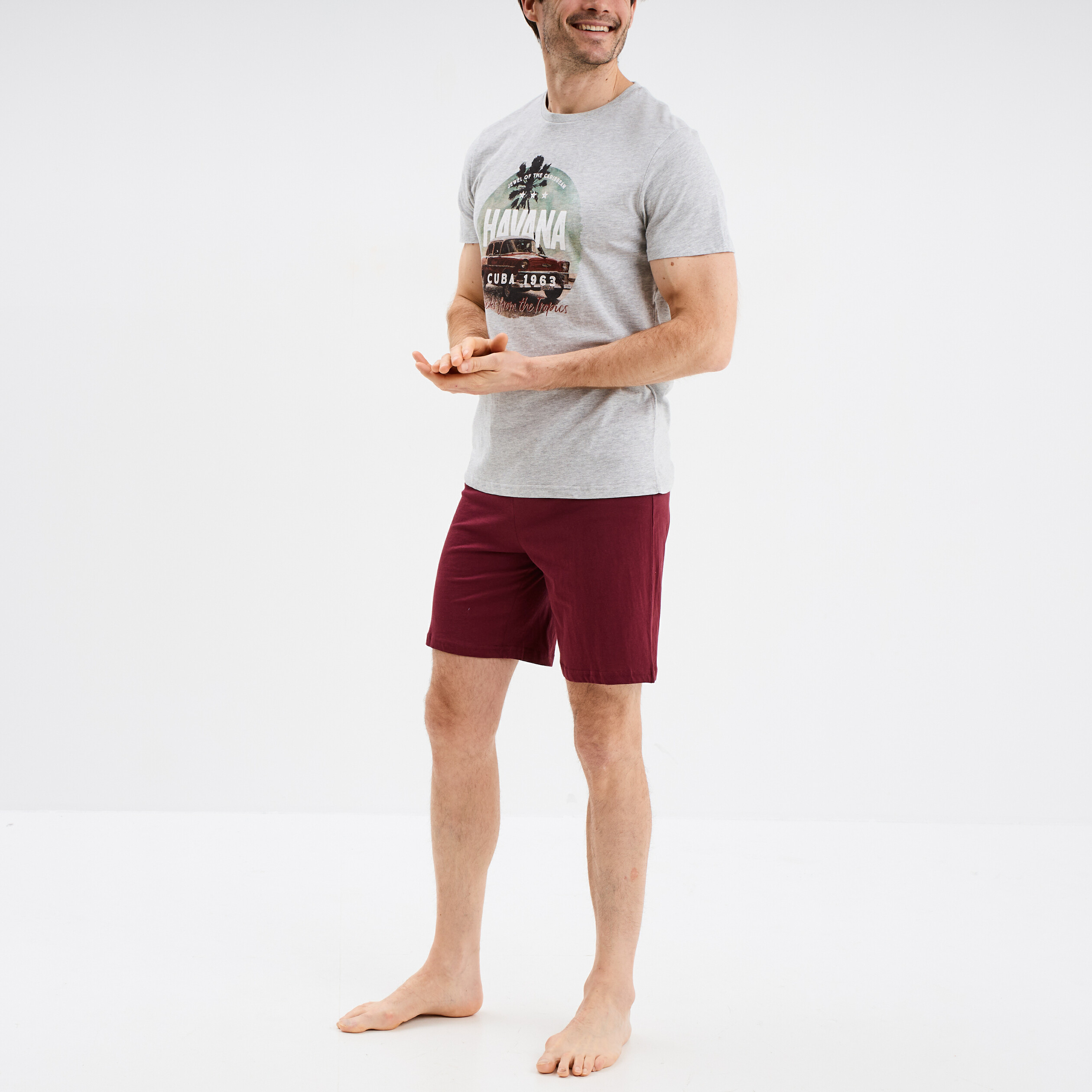 Irdcomps Pyjama Homme Coton Court Ete Ensemble De Pyjamas été Vêtements De Nuit Vêtements De Détente Pour Hommes à Manches Short Pyjama Col Rond Loungewear 2 Pièces Confortable Doux Bleu+Blanc M