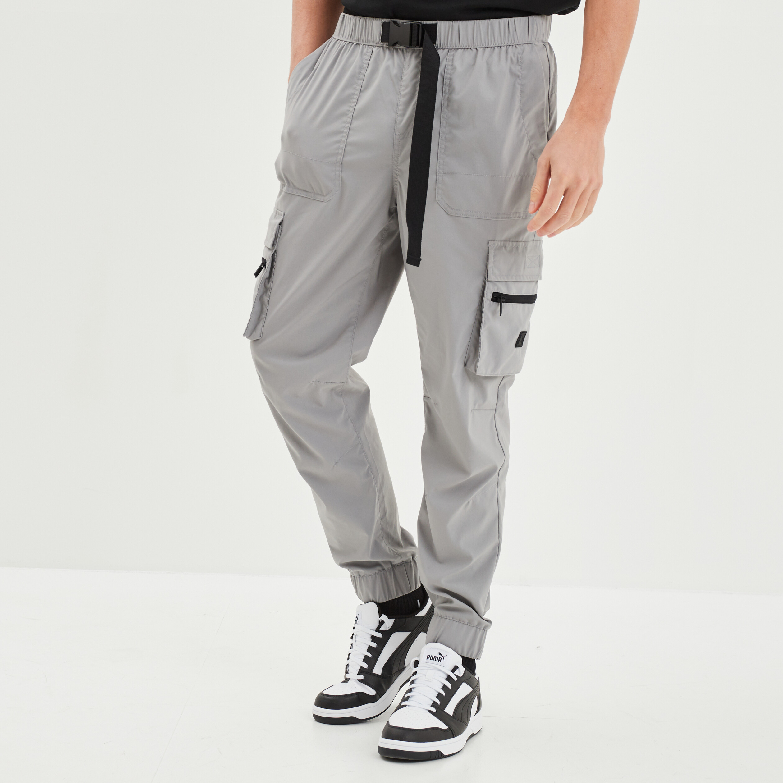 Pantalon cargo avec boucle gris homme