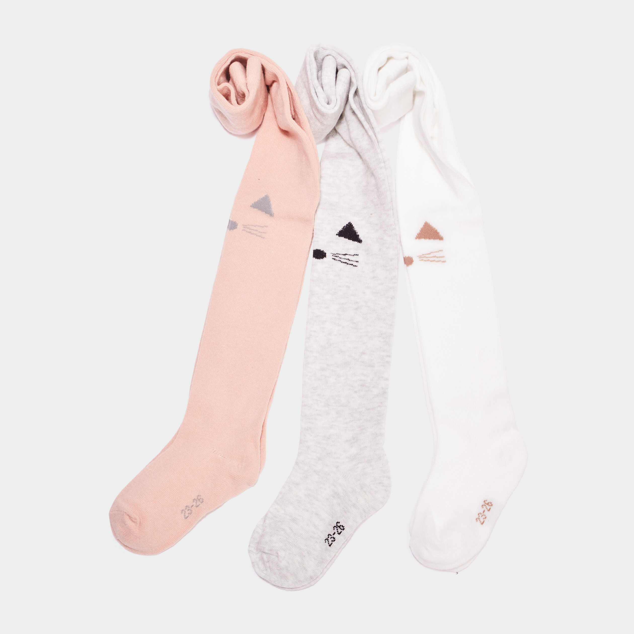 Lot 3 collants opaques coton multicolore b&eacute;b&eacute; fille