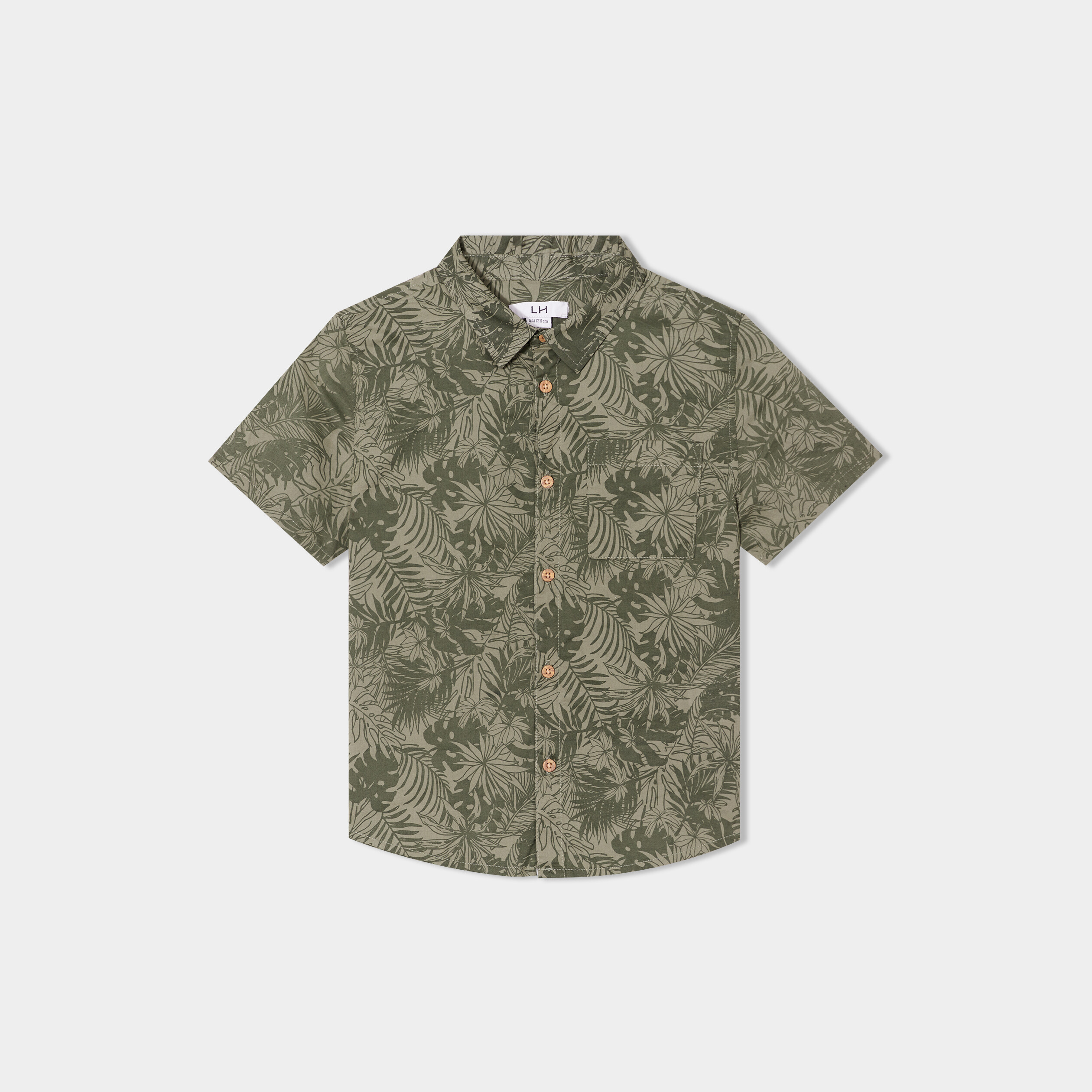 Chemise manches courtes vert kaki garçon