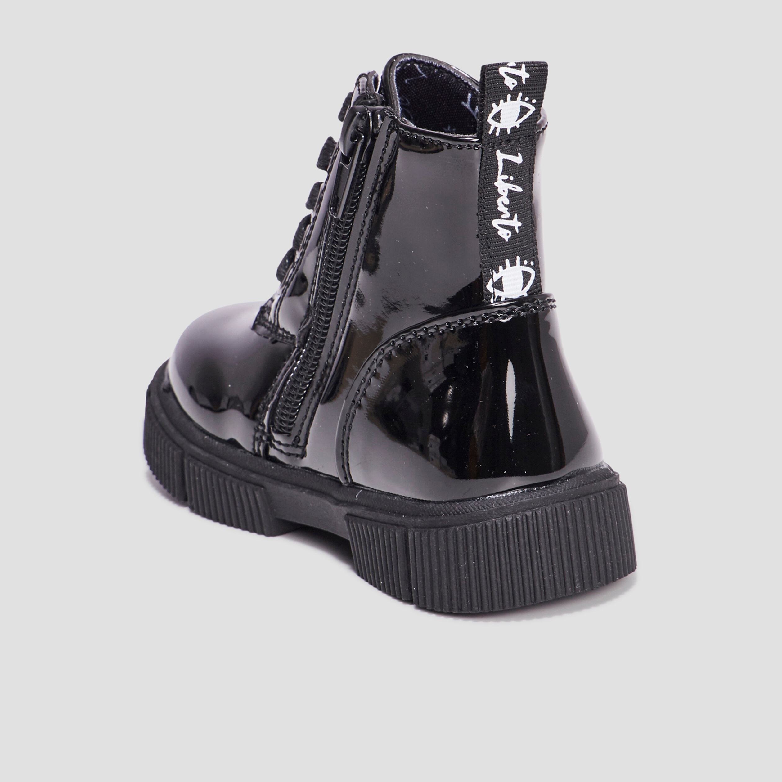 Bottines bébé fille vernis noir motifs cœur Kokin