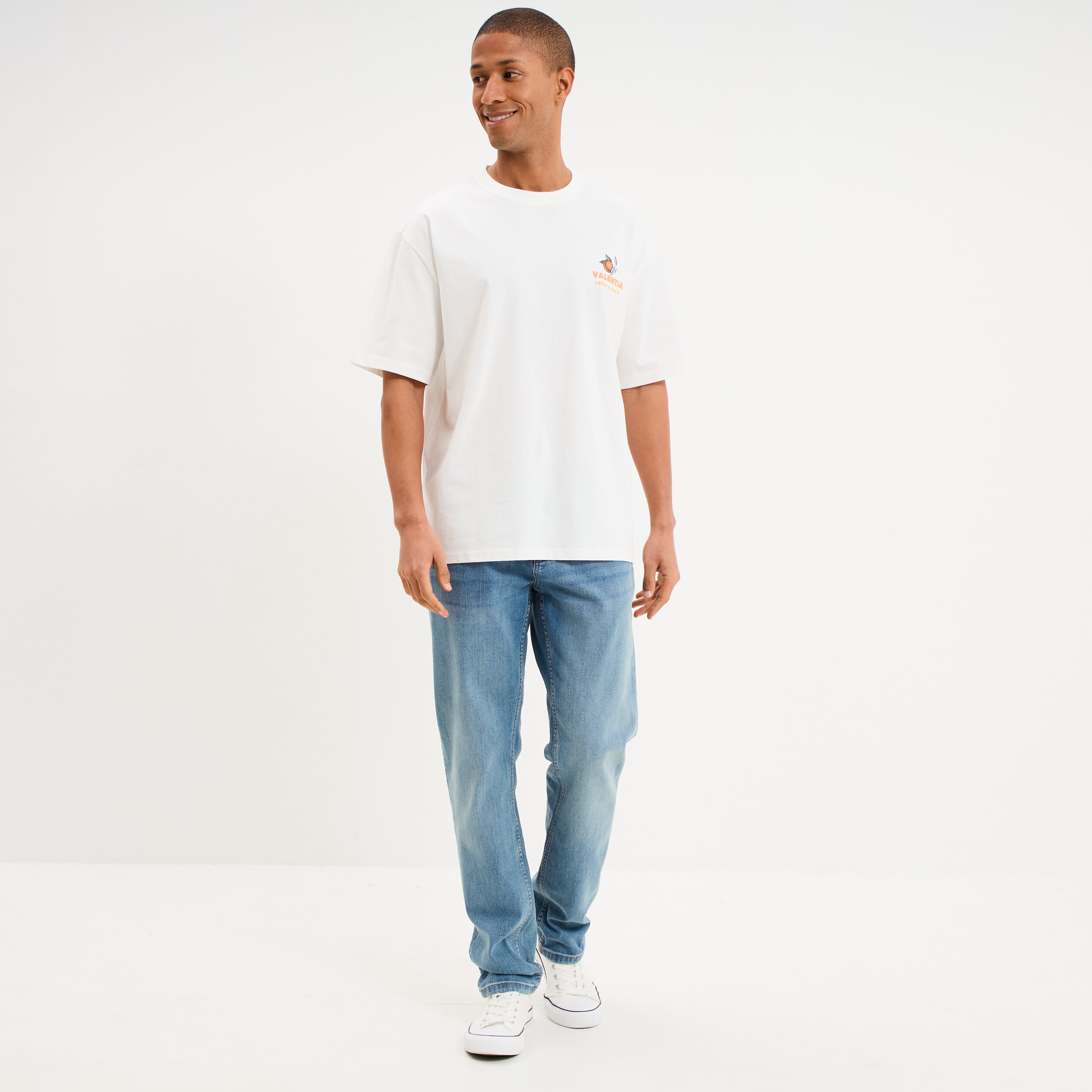 T-shirt relax manches courtes coton blanc homme
