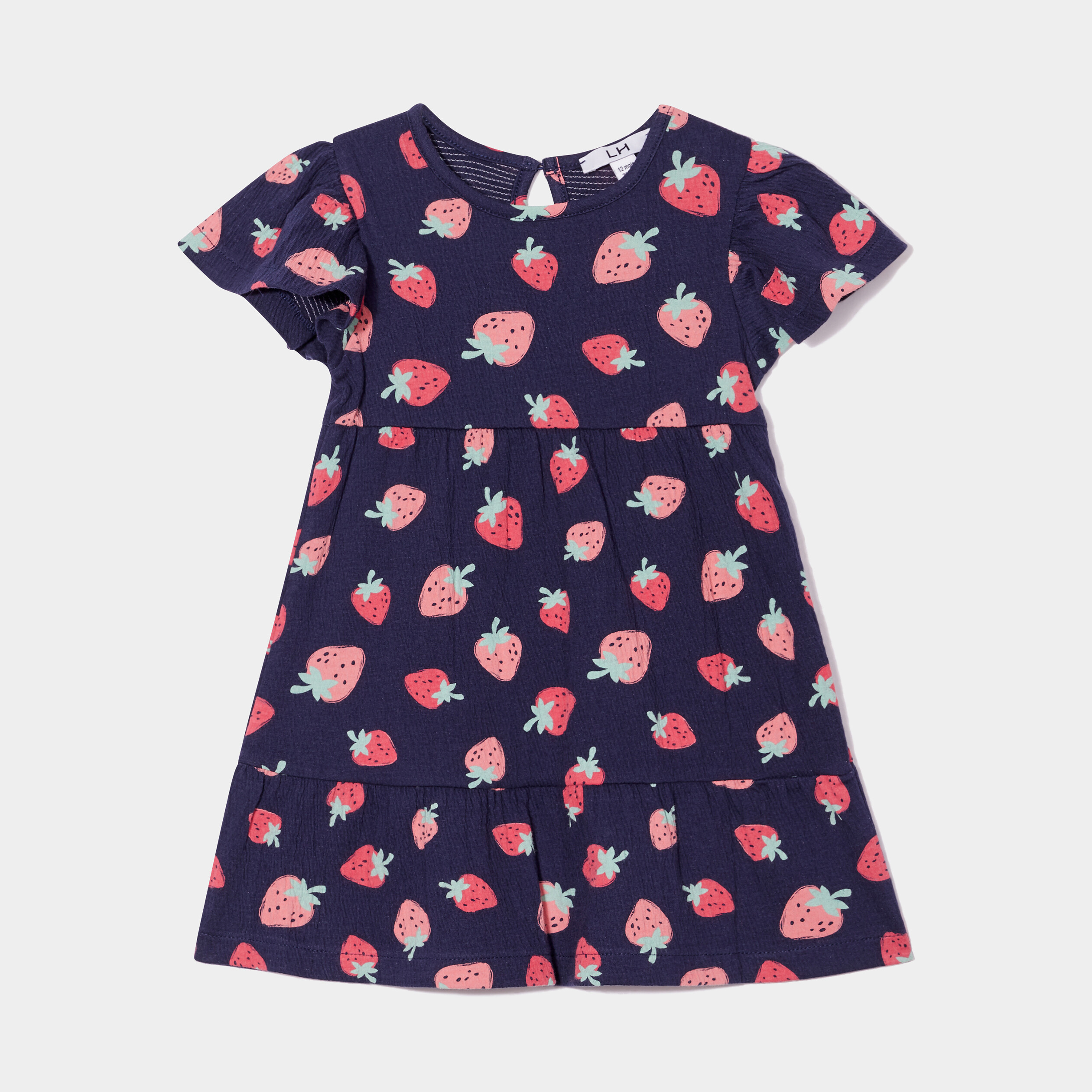 robe volantee evasee manches courtes bleu marine bebef Robe volantée évasée manches courtes bleu marine bébé fille