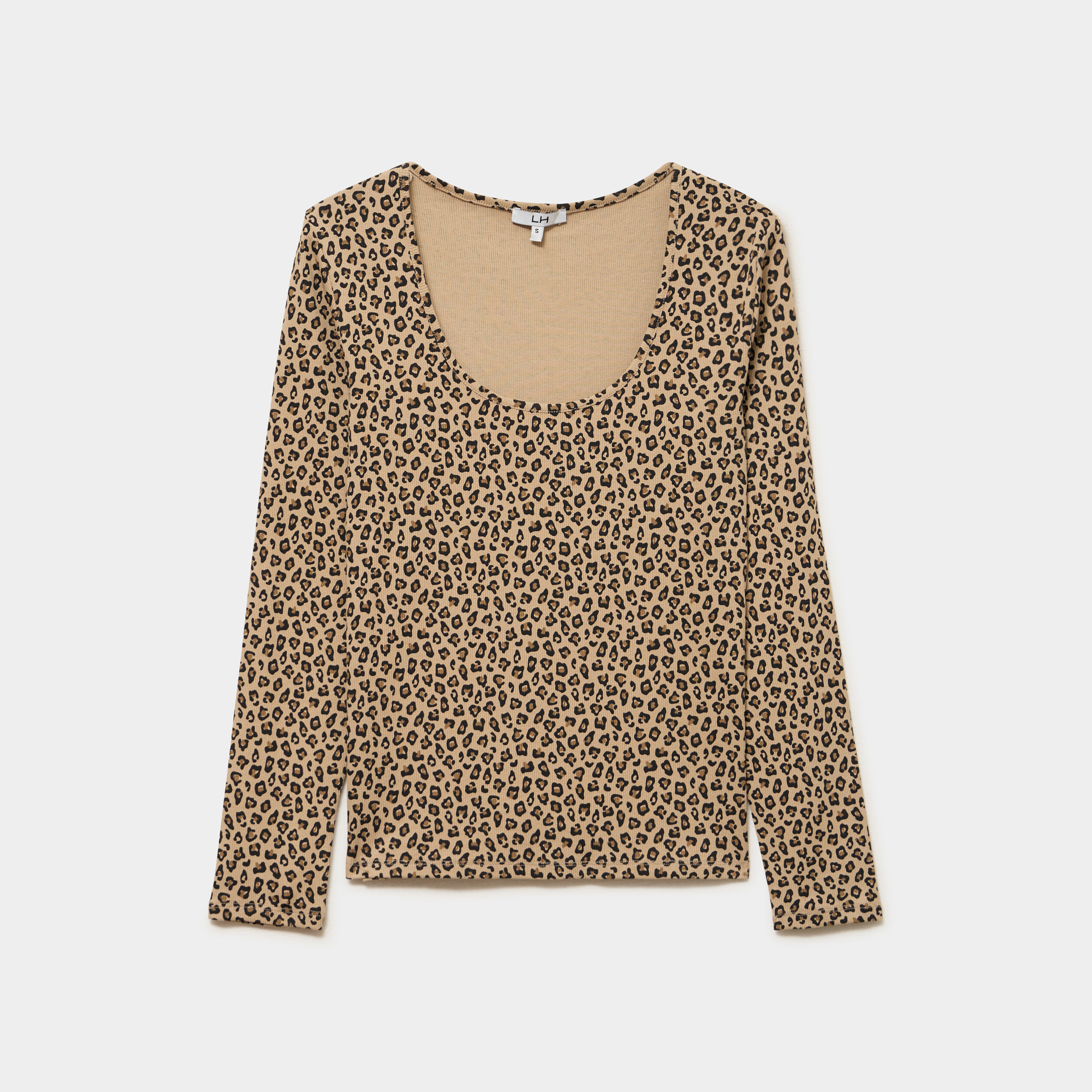 T-shirt coton stretch manches longues beige femme