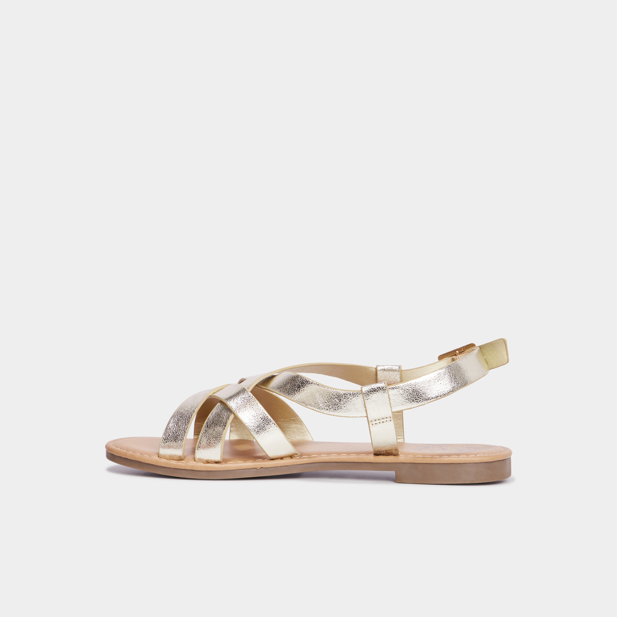 sandales plates brides croisees jaune or femme Sandales plates brides croisées jaune or femme