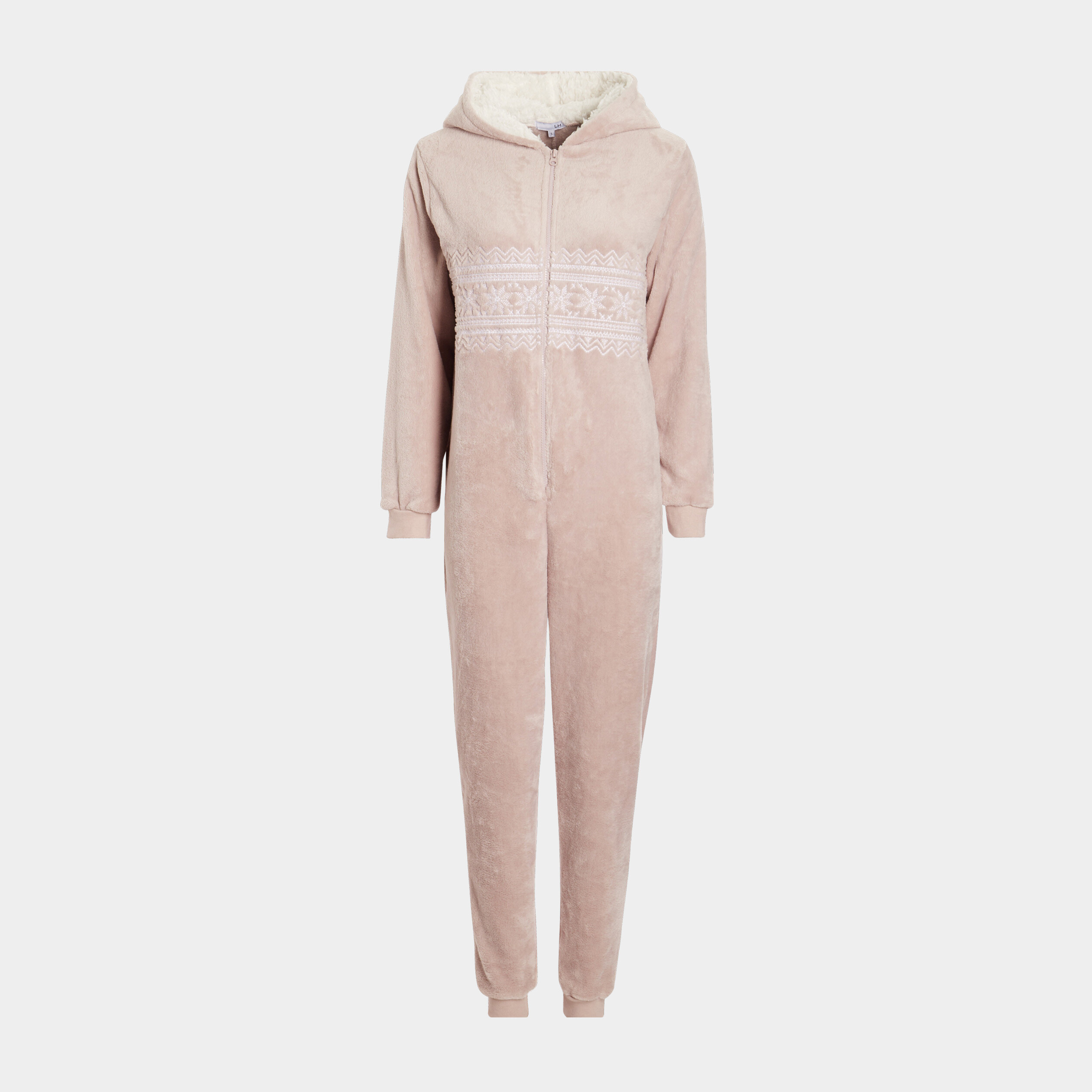 Combinaison pyjama à capuche rose clair femme