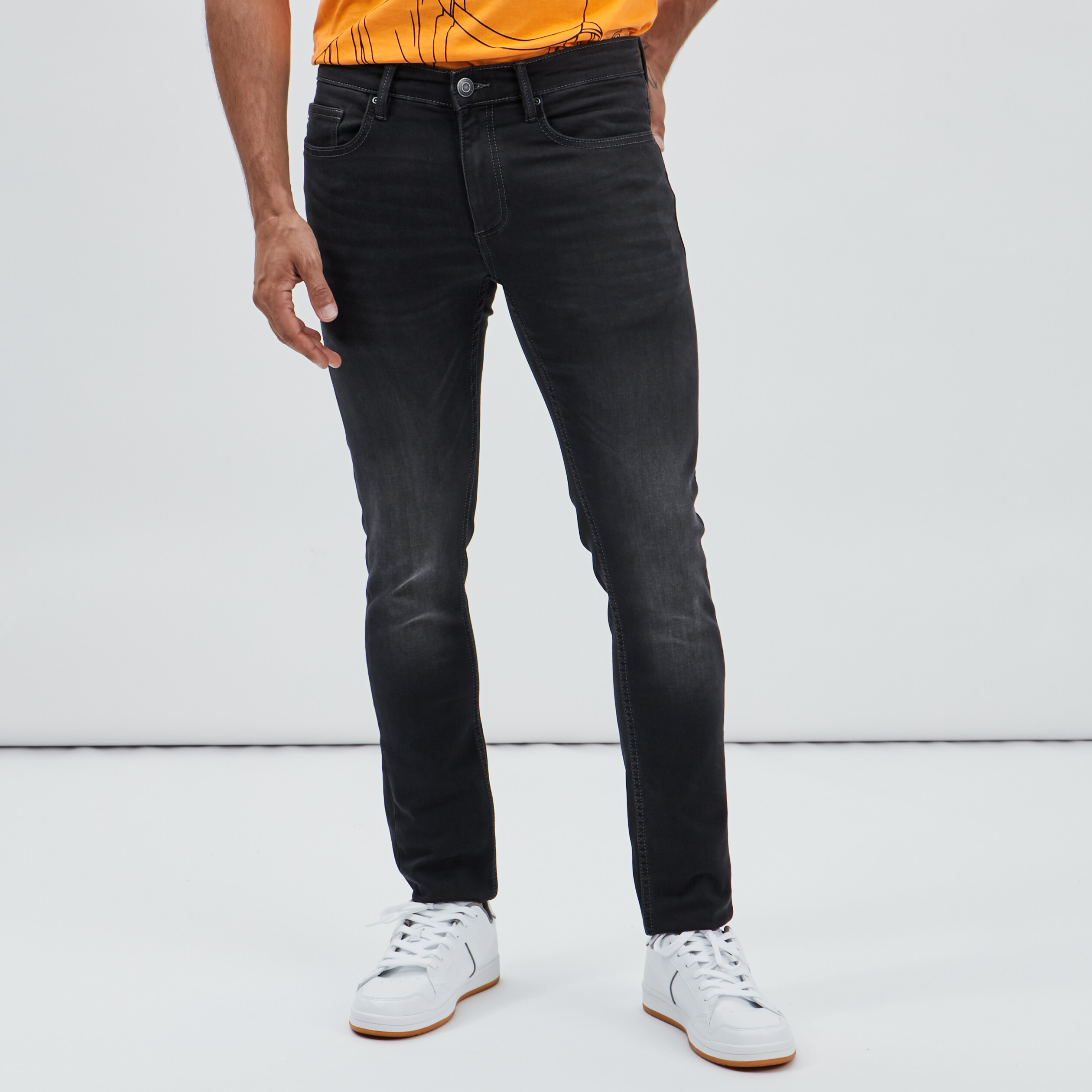 Jeans skinny stretch gris homme La Halle