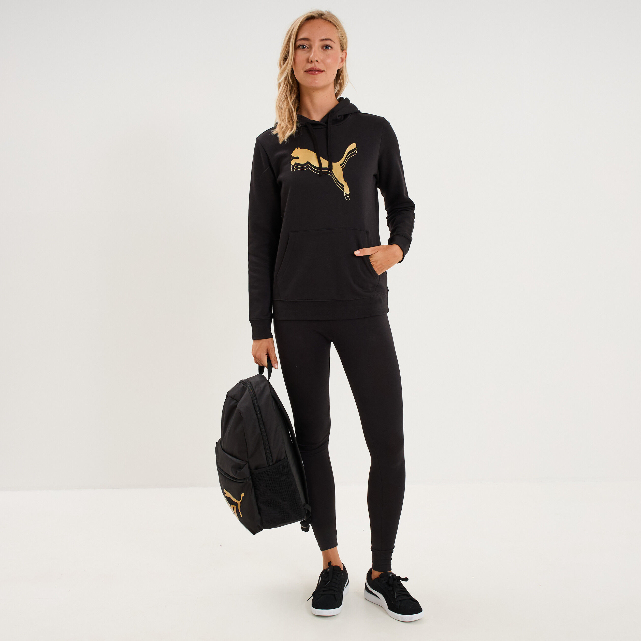 Sweat hoodie 1 poche &agrave; capuche Puma noir femme