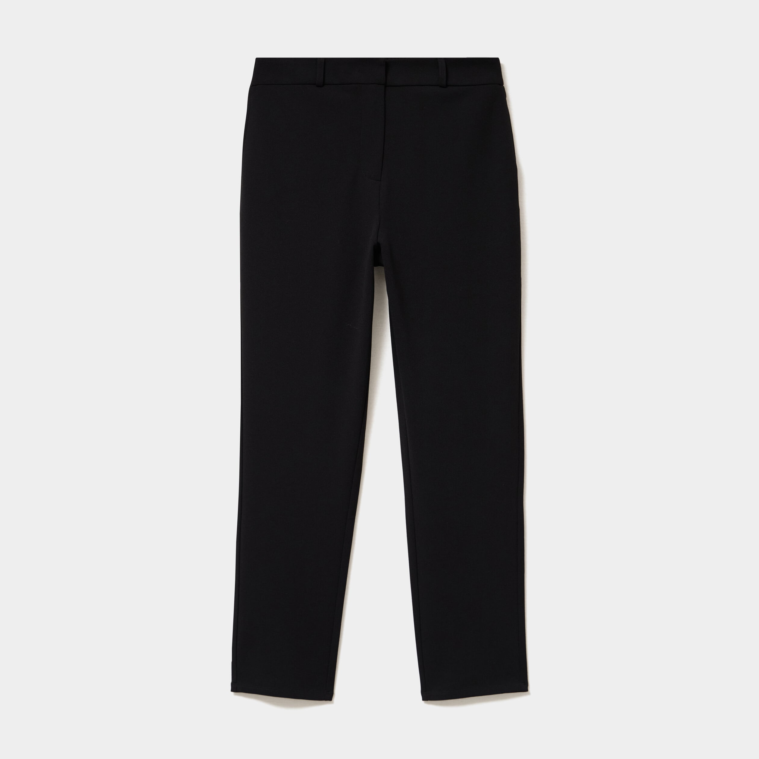 Pantalon cigarette 7/8 &egrave;me effet cr&ecirc;pe noir femme