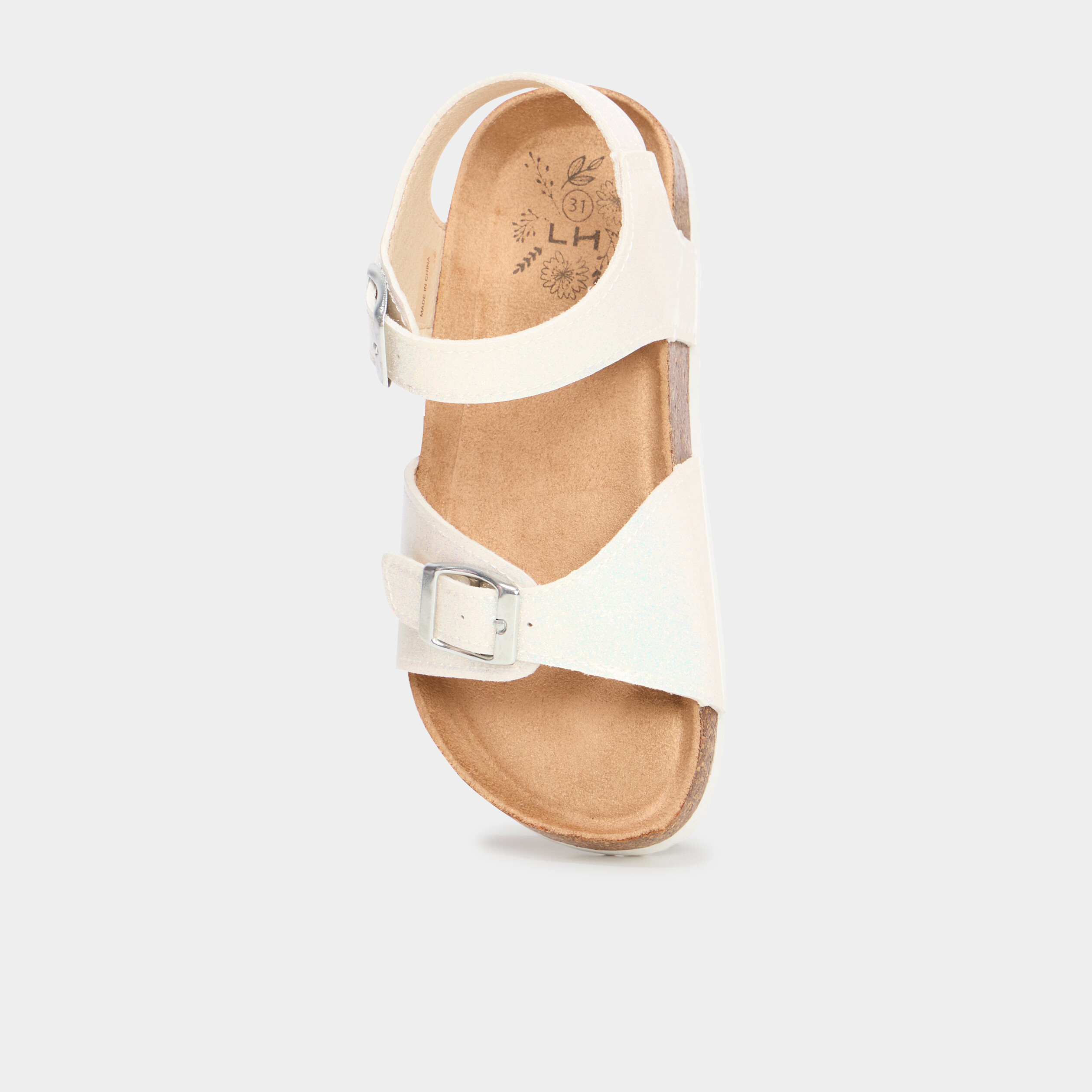 sandales plates avec boucles blanc fille Sandales plates avec boucles blanc fille