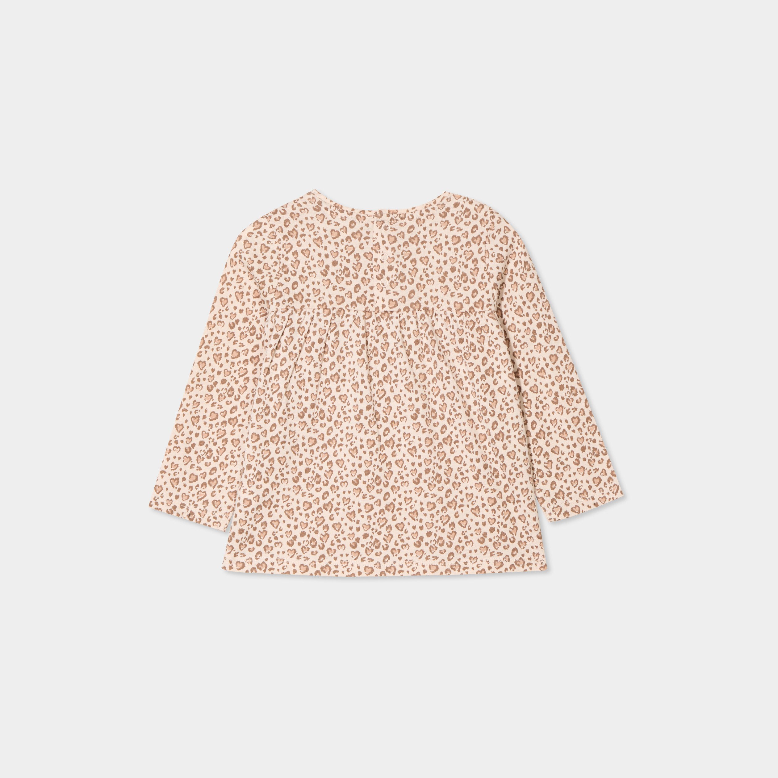 t shirt manches longues col rond coton creme bebef T-shirt manches longues col rond coton creme bébé fille