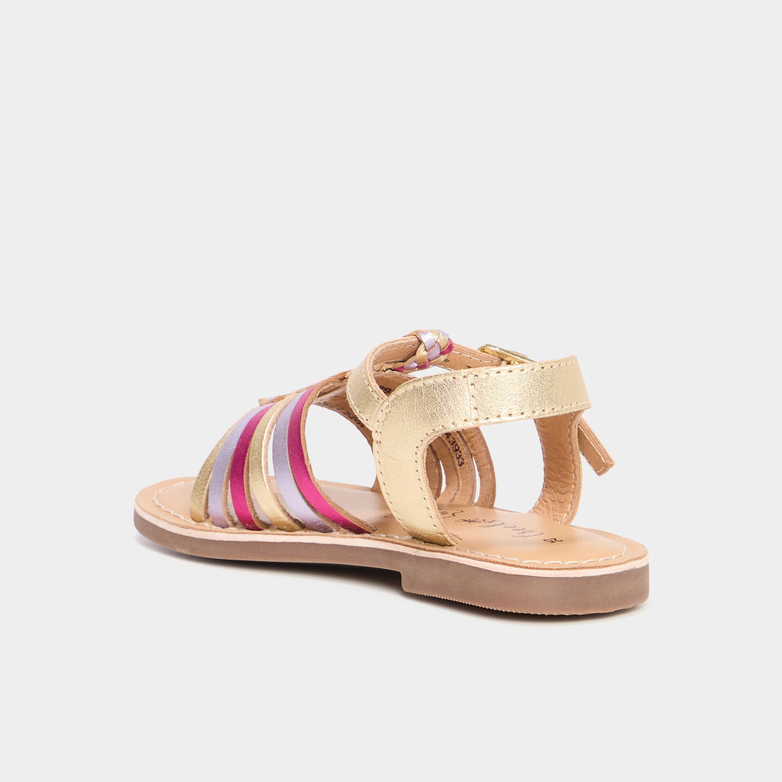 sandales plates en cuir multicolore fille Sandales plates en cuir multicolore fille