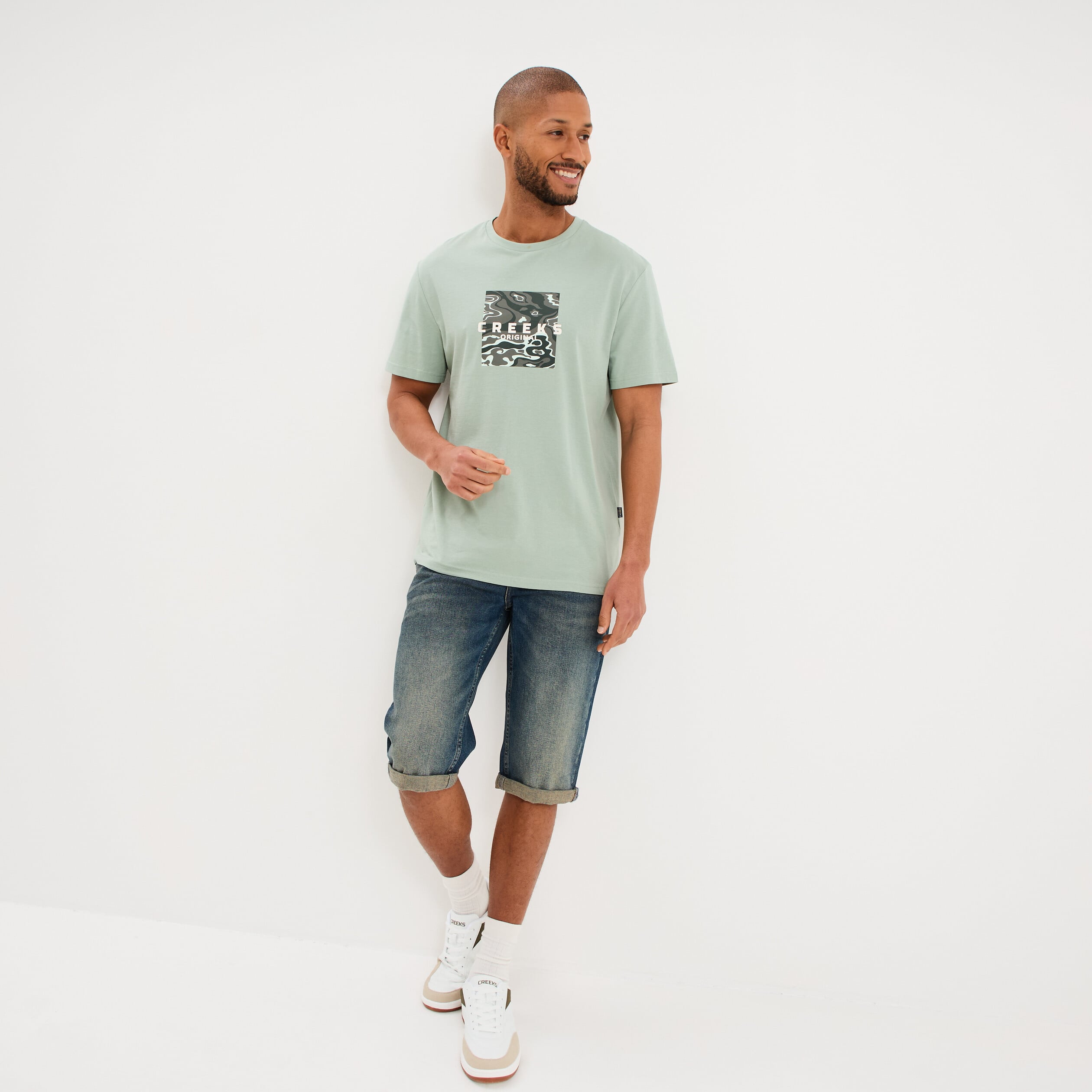 T-shirt manches courtes coton vert pastel homme