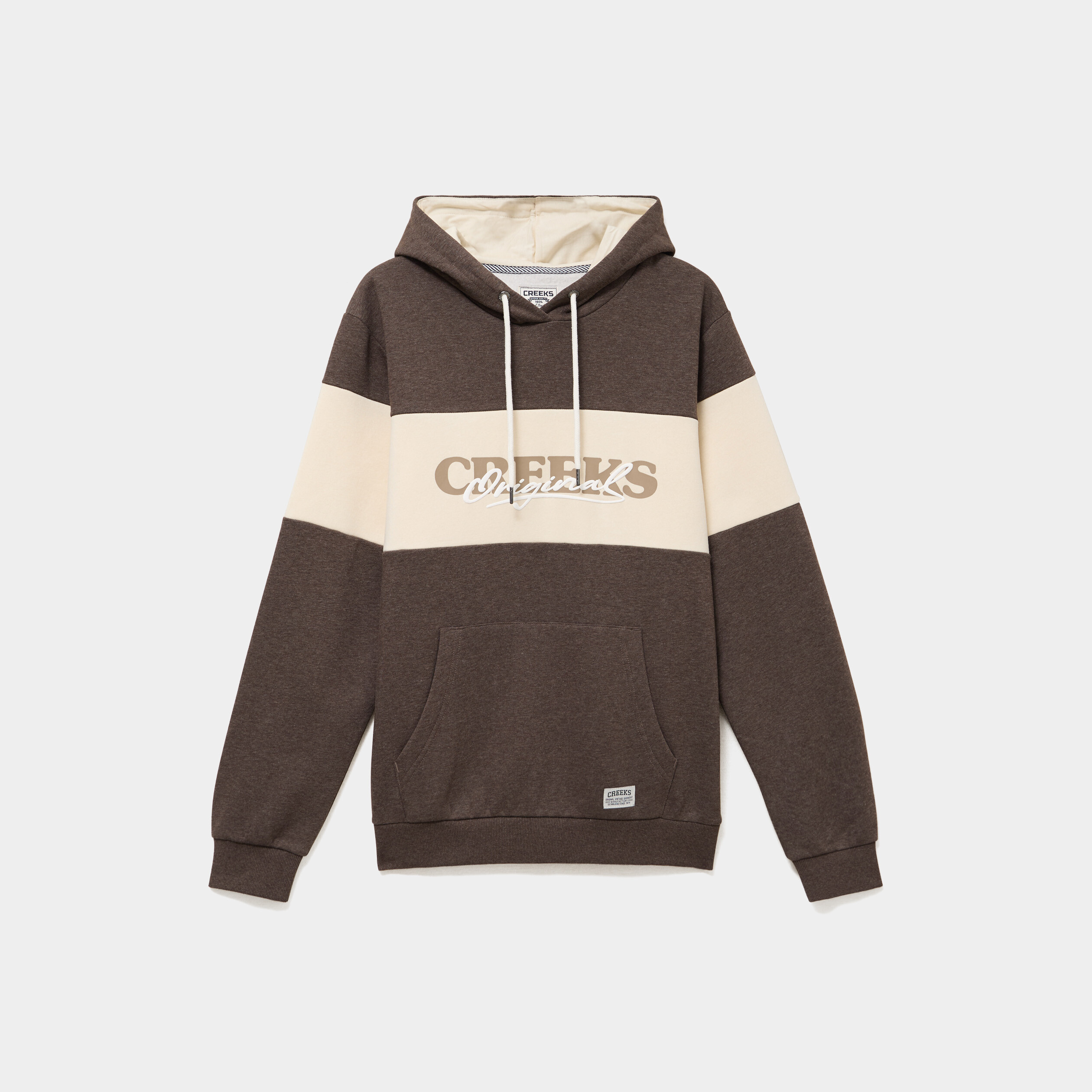 Sweat hoodie 1 poche marron chocolat homme