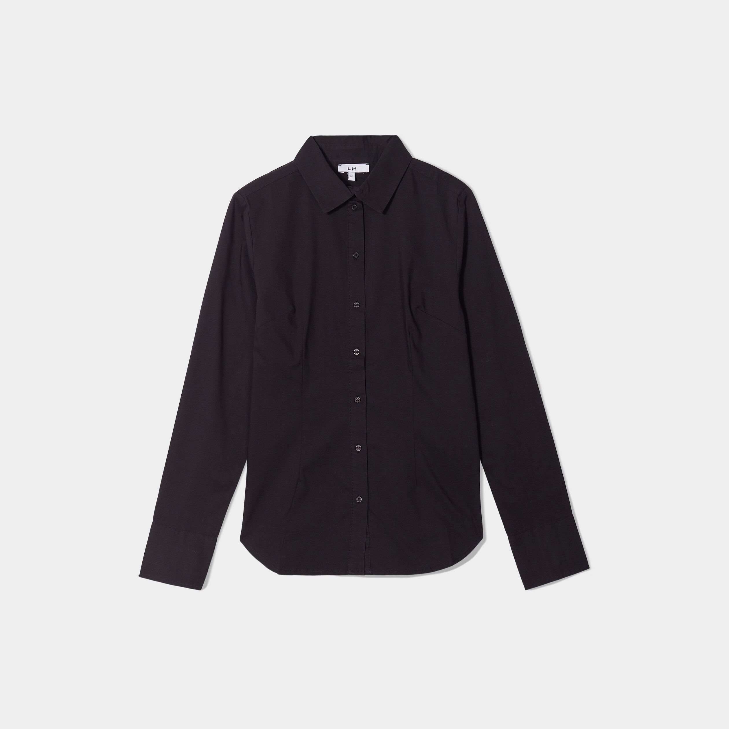 Chemise cintree manches longues noir femme