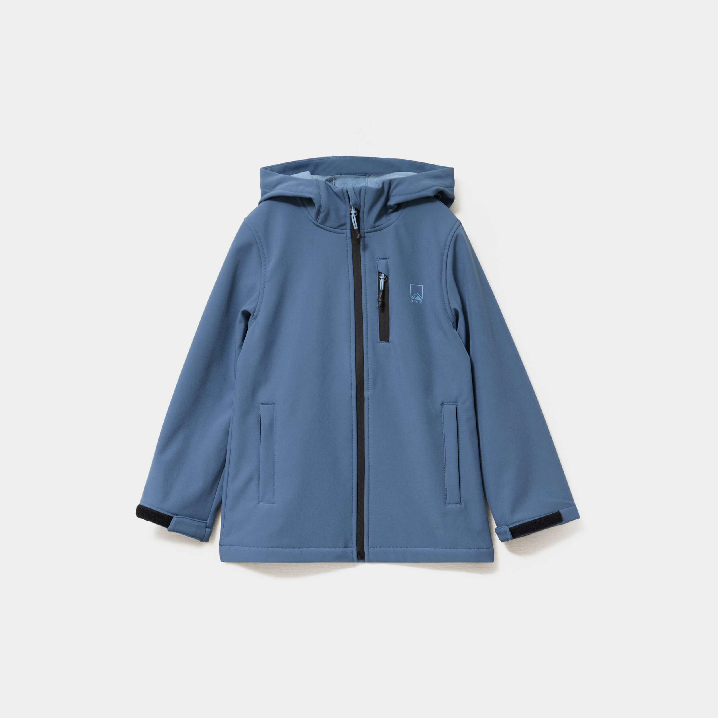 Blouson d&eacute;perlant fourr&eacute; &agrave; capuche bleu gris gar&ccedil;on