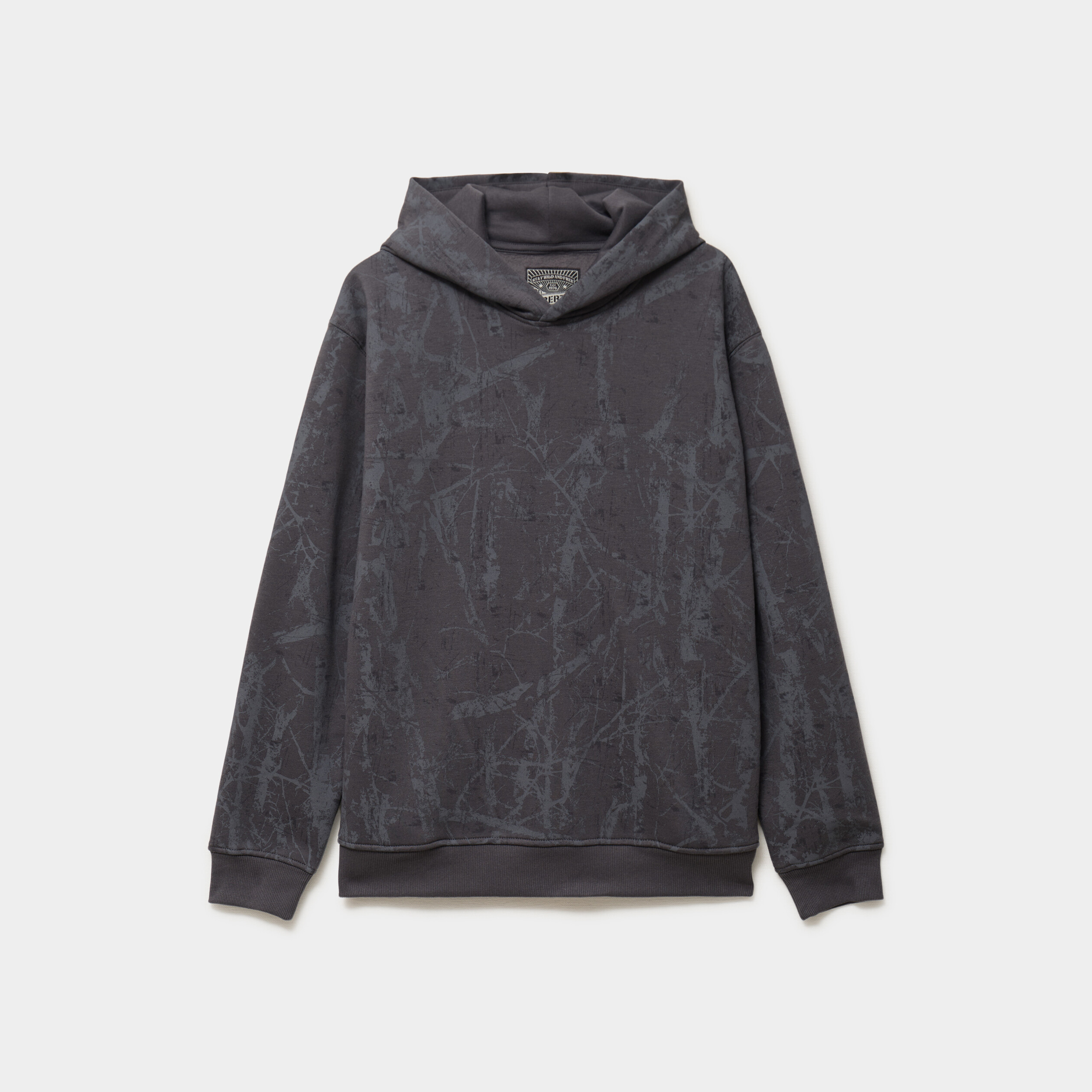 Sweat hoodie &agrave; capuche molleton gris fonc&eacute; homme