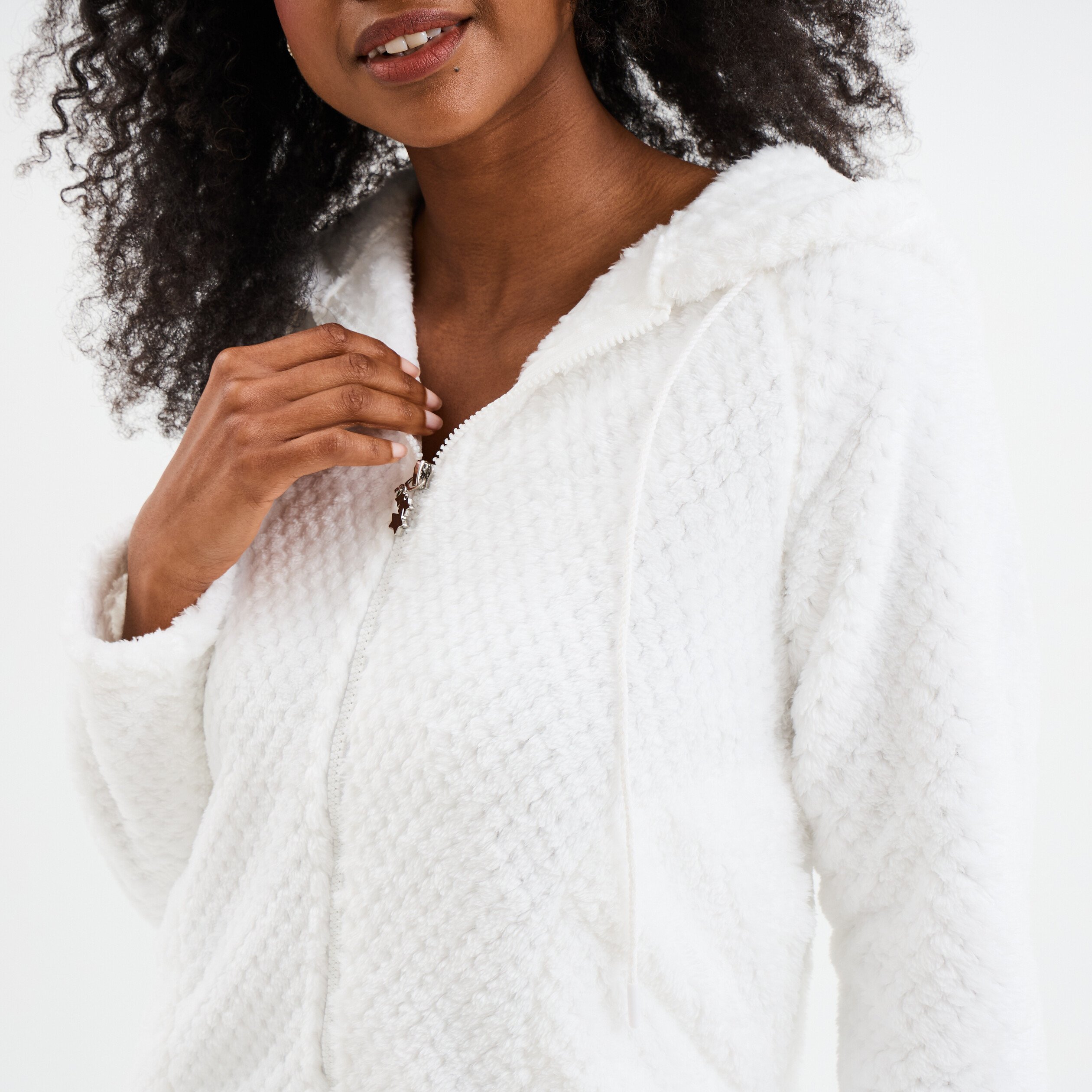 veste de pyjama effet polaire ivoire femme Veste de pyjama effet polaire ivoire femme