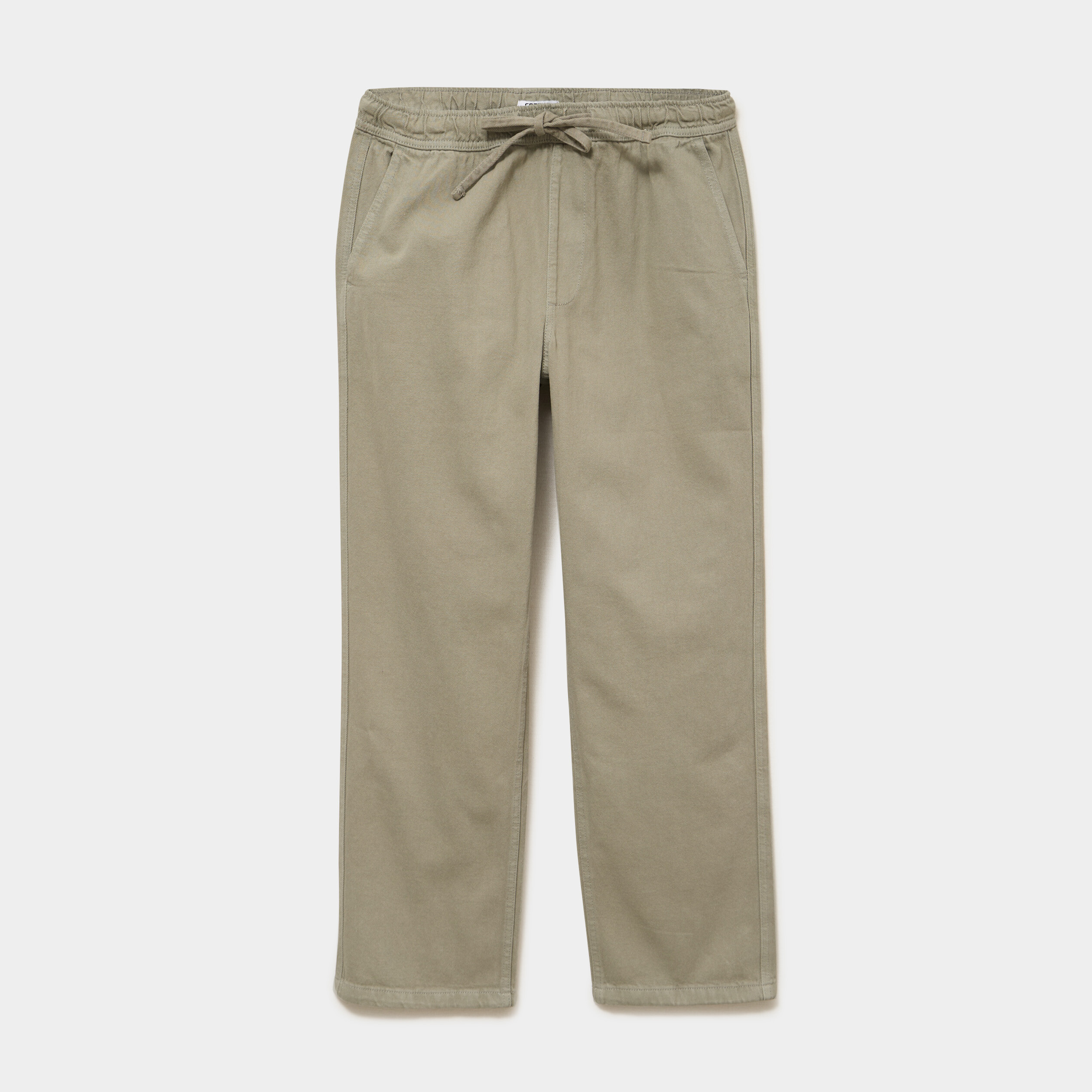 Pantalon chino droit taille &agrave; coulisse vert clair homme