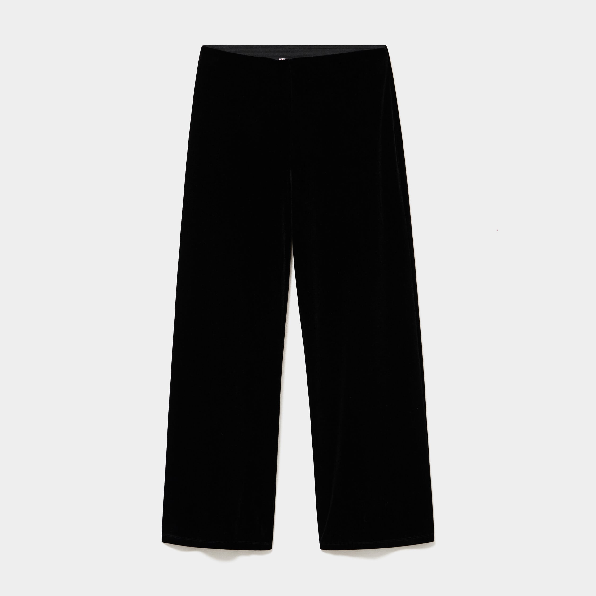 Pantalon large en velours taille haute noir femme