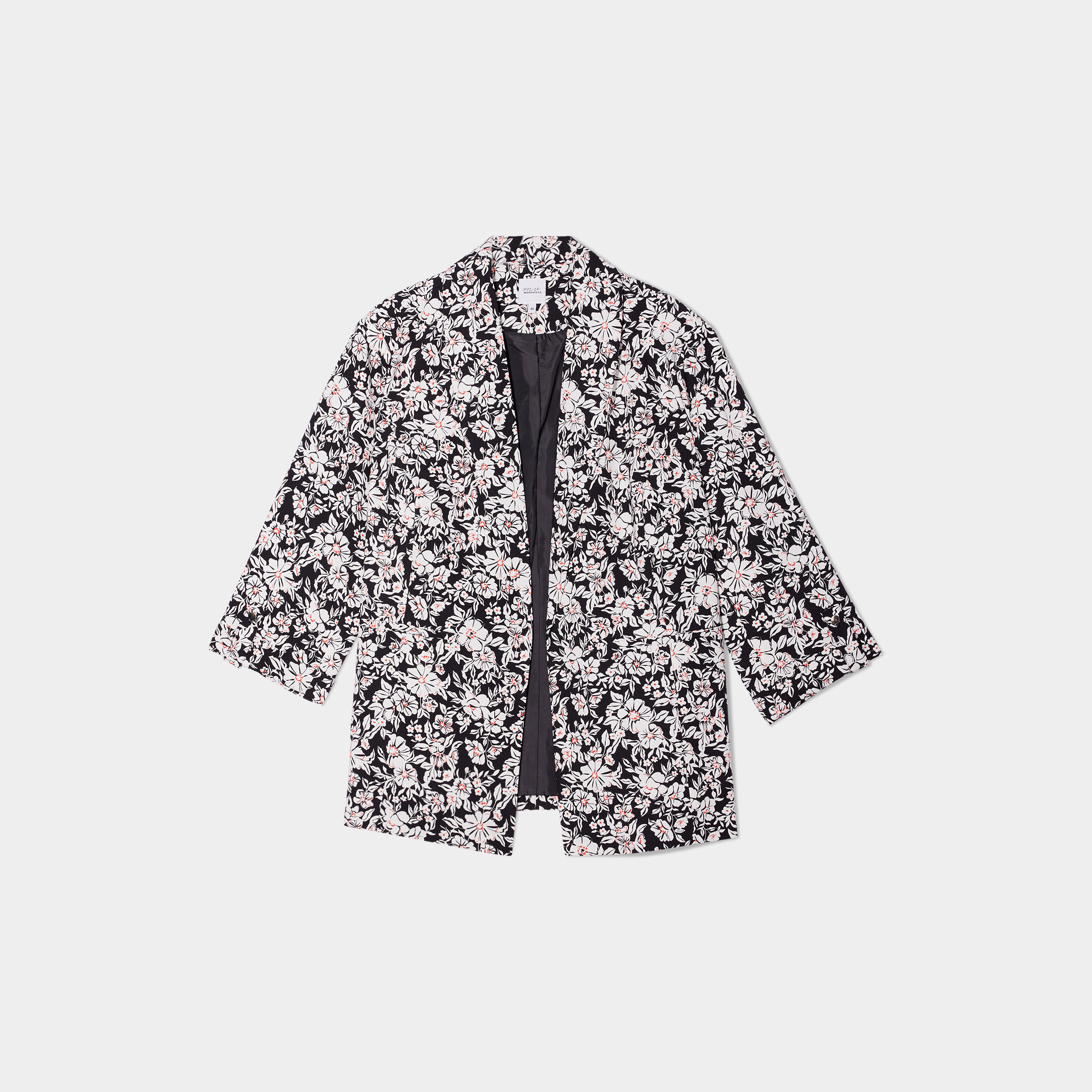 veste droite manches 34 a revers noir femmegt Veste droite manches 3/4 à revers noir femme grande taille