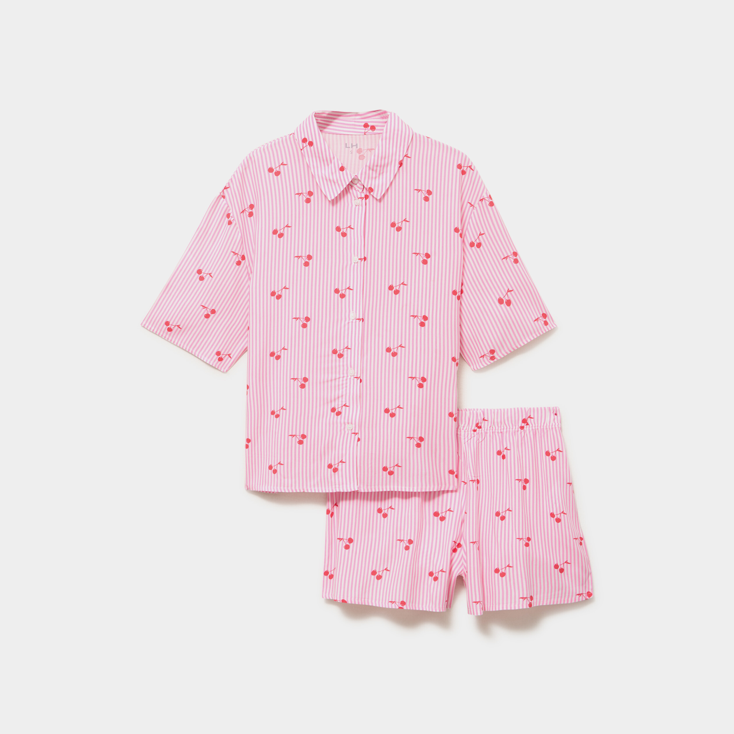 Ensemble pyjama short et chemise ecru femme