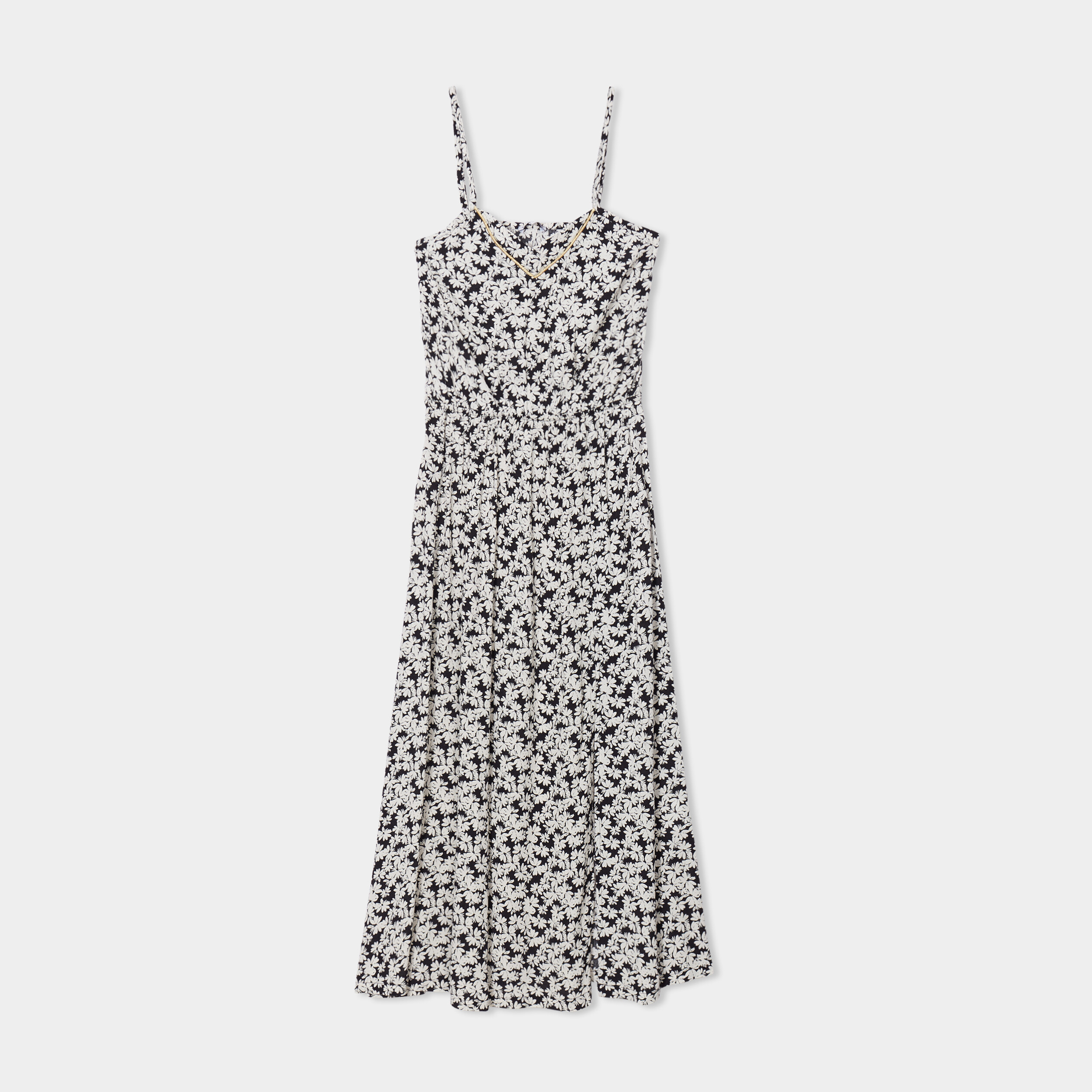 robe midi a bretelles taille elastiquee noir femme Robe midi à bretelles taille élastiquée noir femme