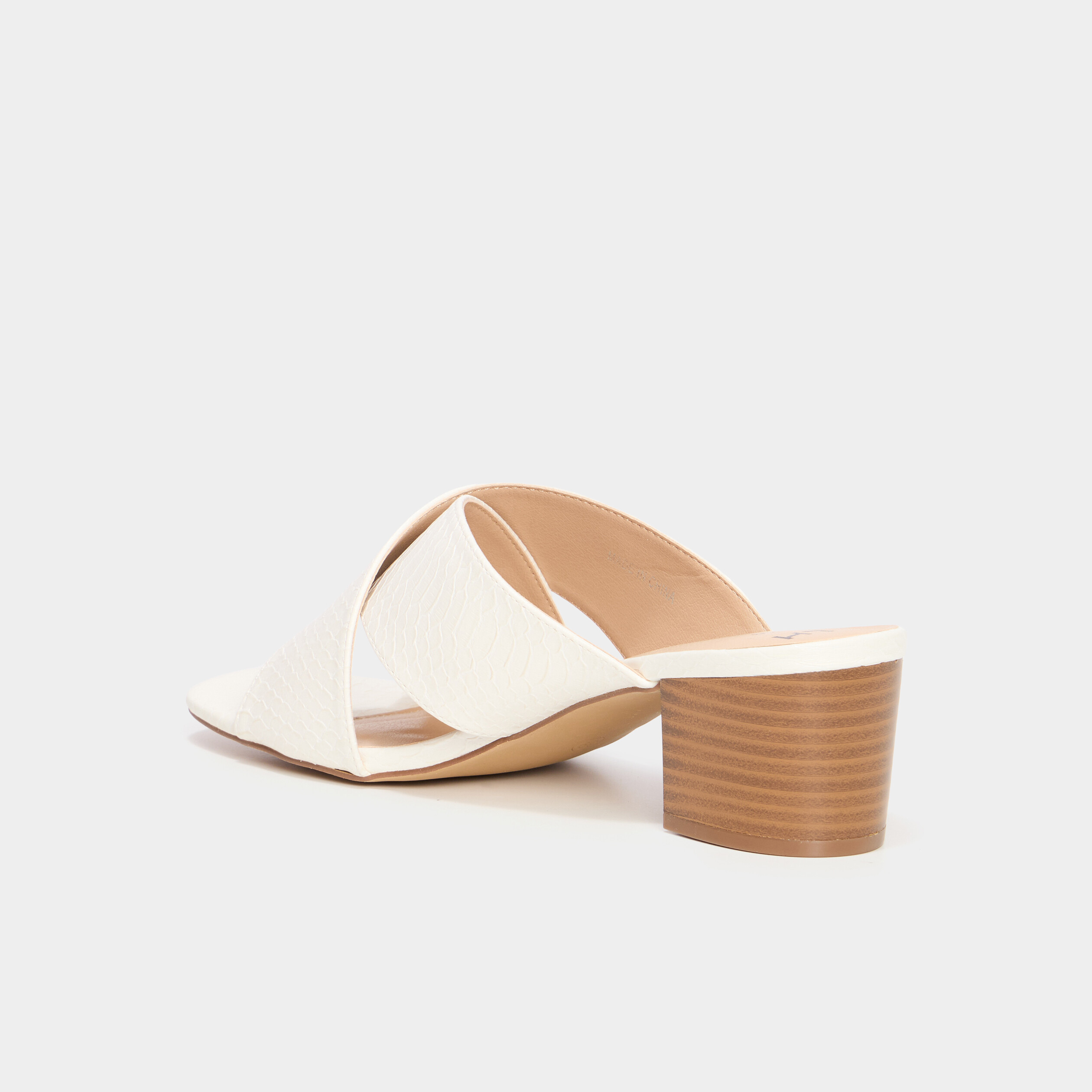 Mules &agrave; talons brides crois&eacute;es blanc femme