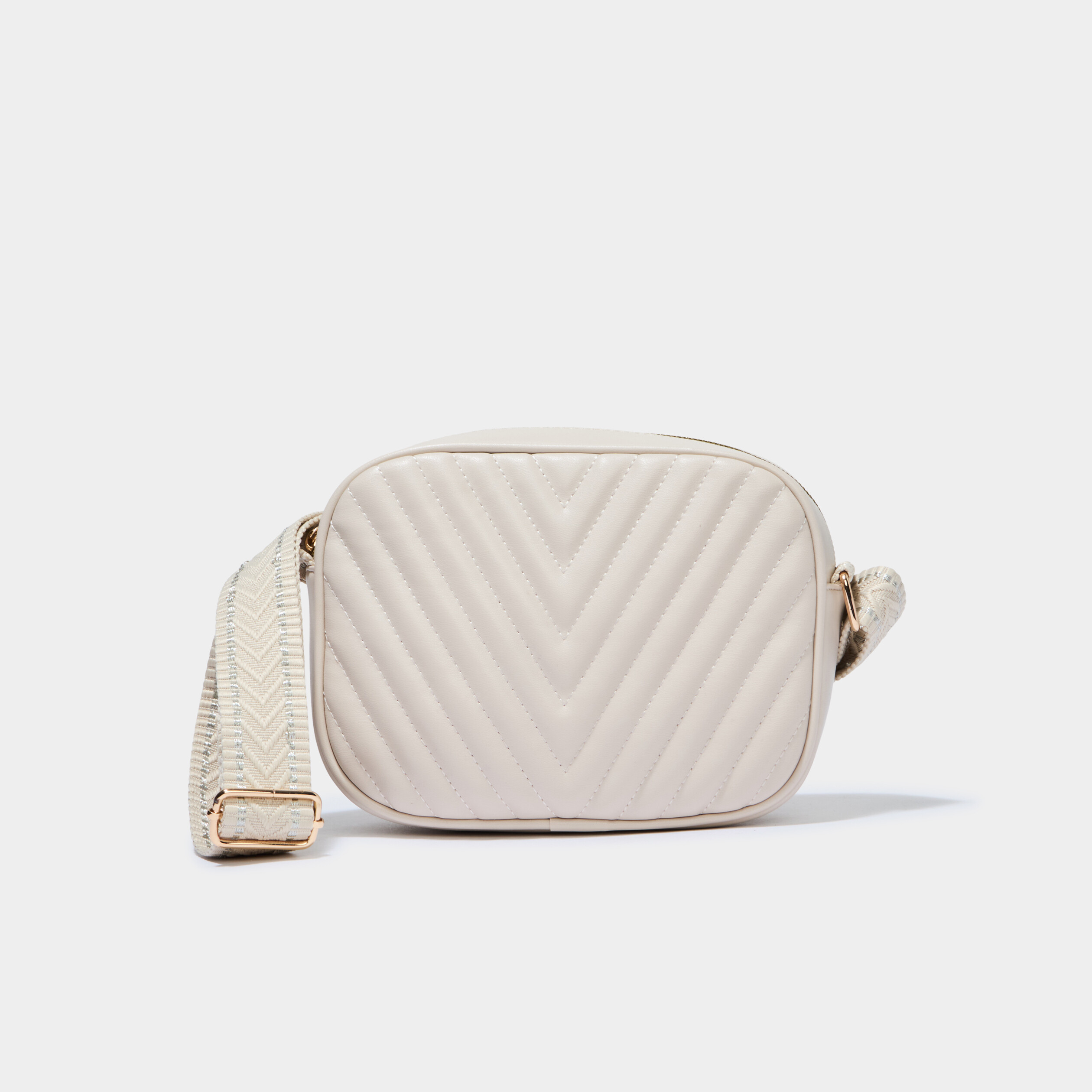 Sac bandouli&egrave;re matelass&eacute; ivoire femme