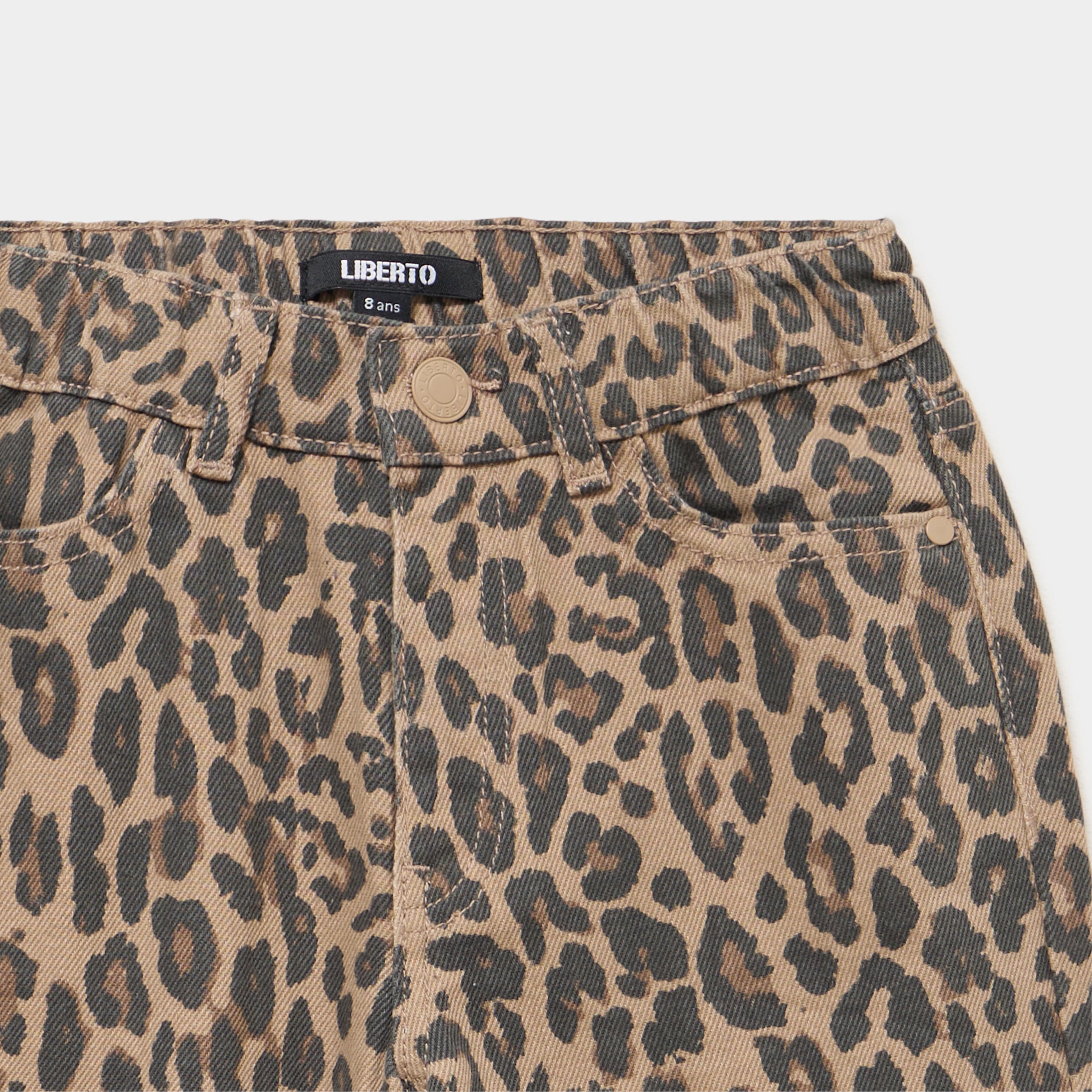 Pantalon large taille ajustable coton marron fille
