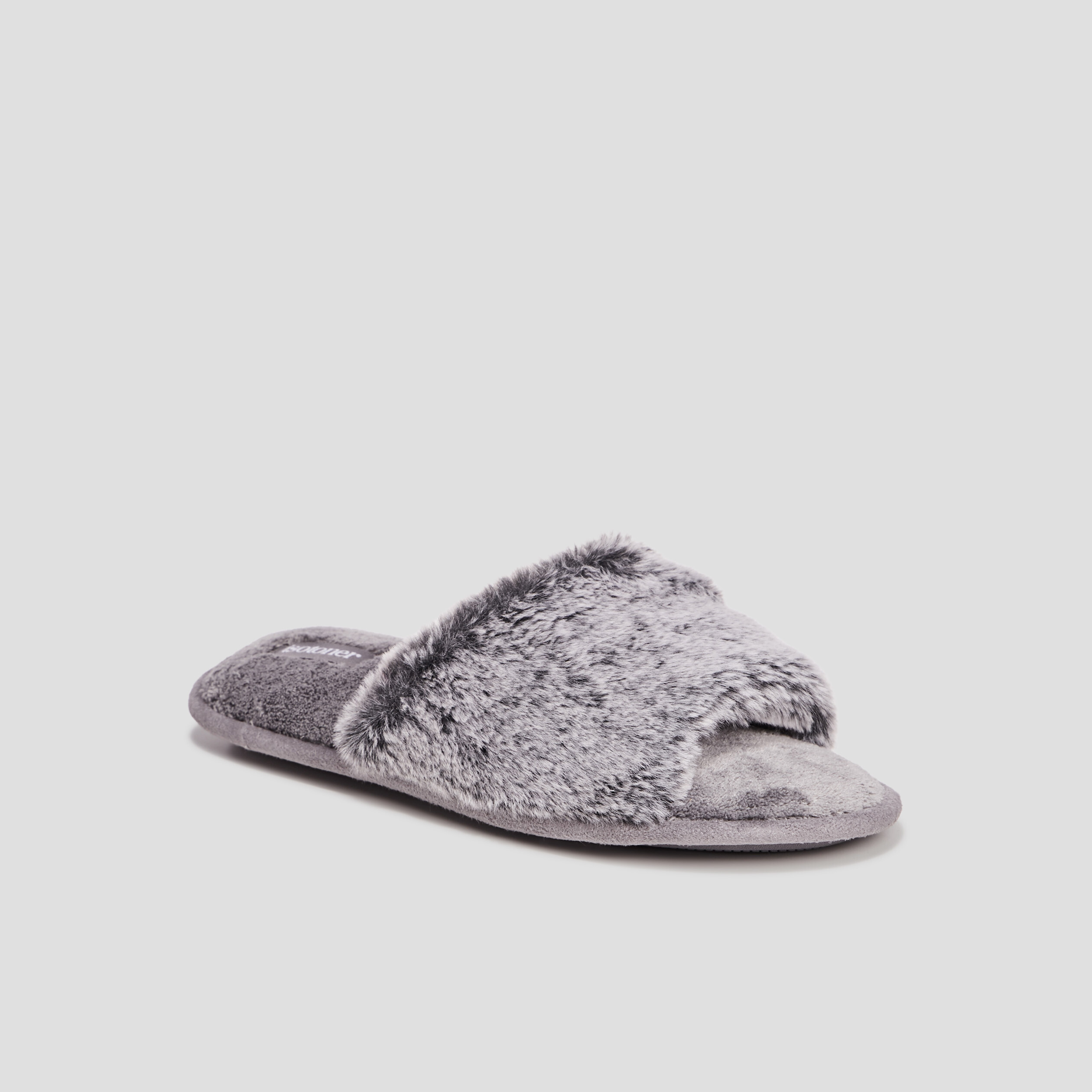 chaussons mules isotoner gris fonce femme Chaussons mules Isotoner gris foncé femme