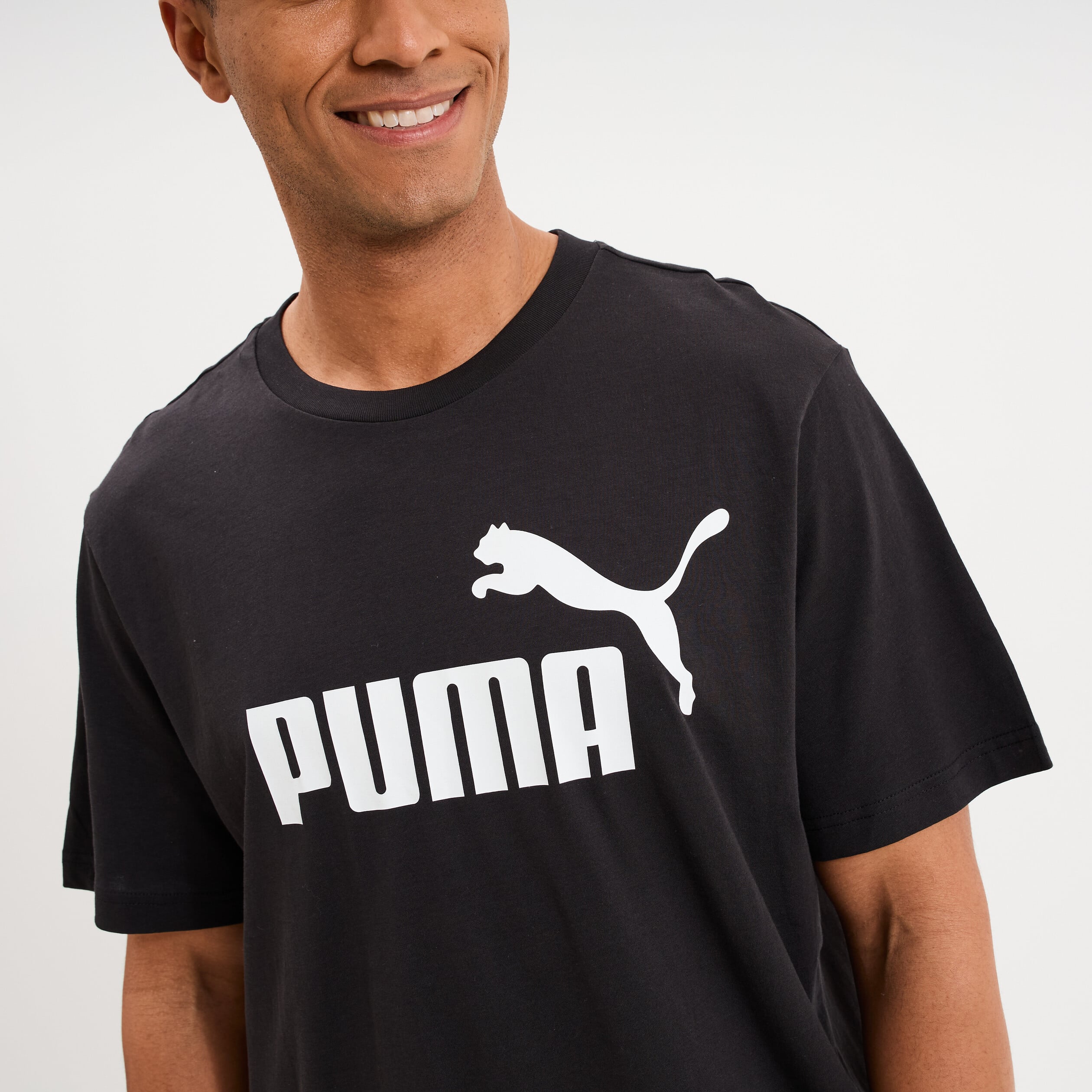 T-shirt droit manches courtes coton Puma noir homme