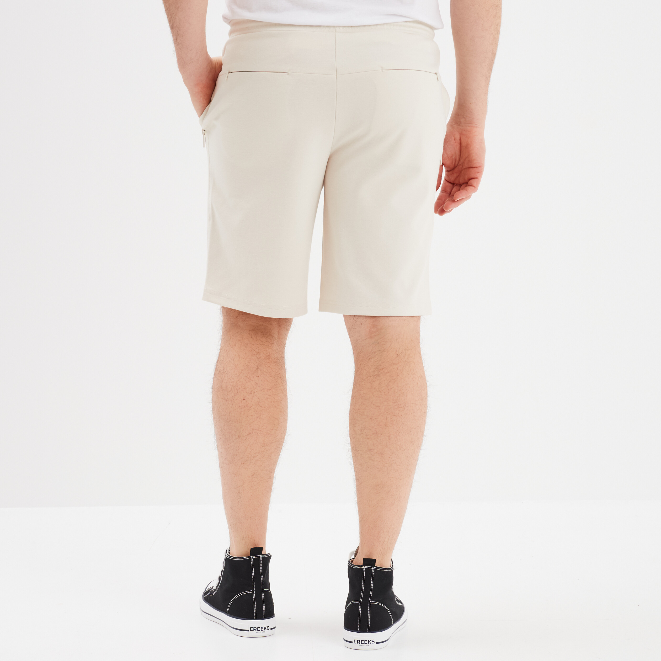 Short de jogging droit Liberto ecru homme