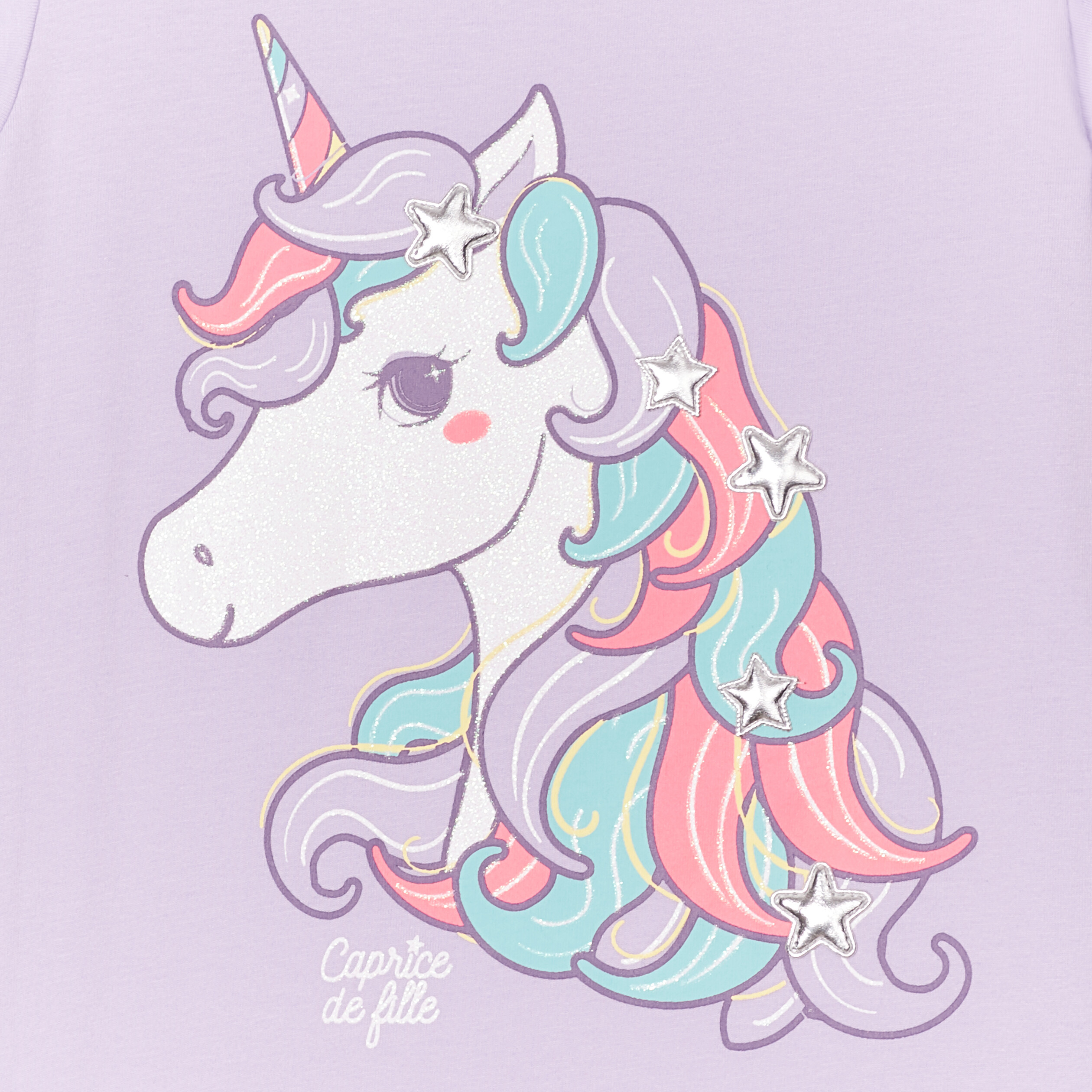 t shirt manches papillons et paillettes mauve fille T-shirt manches papillons et paillettes mauve fille