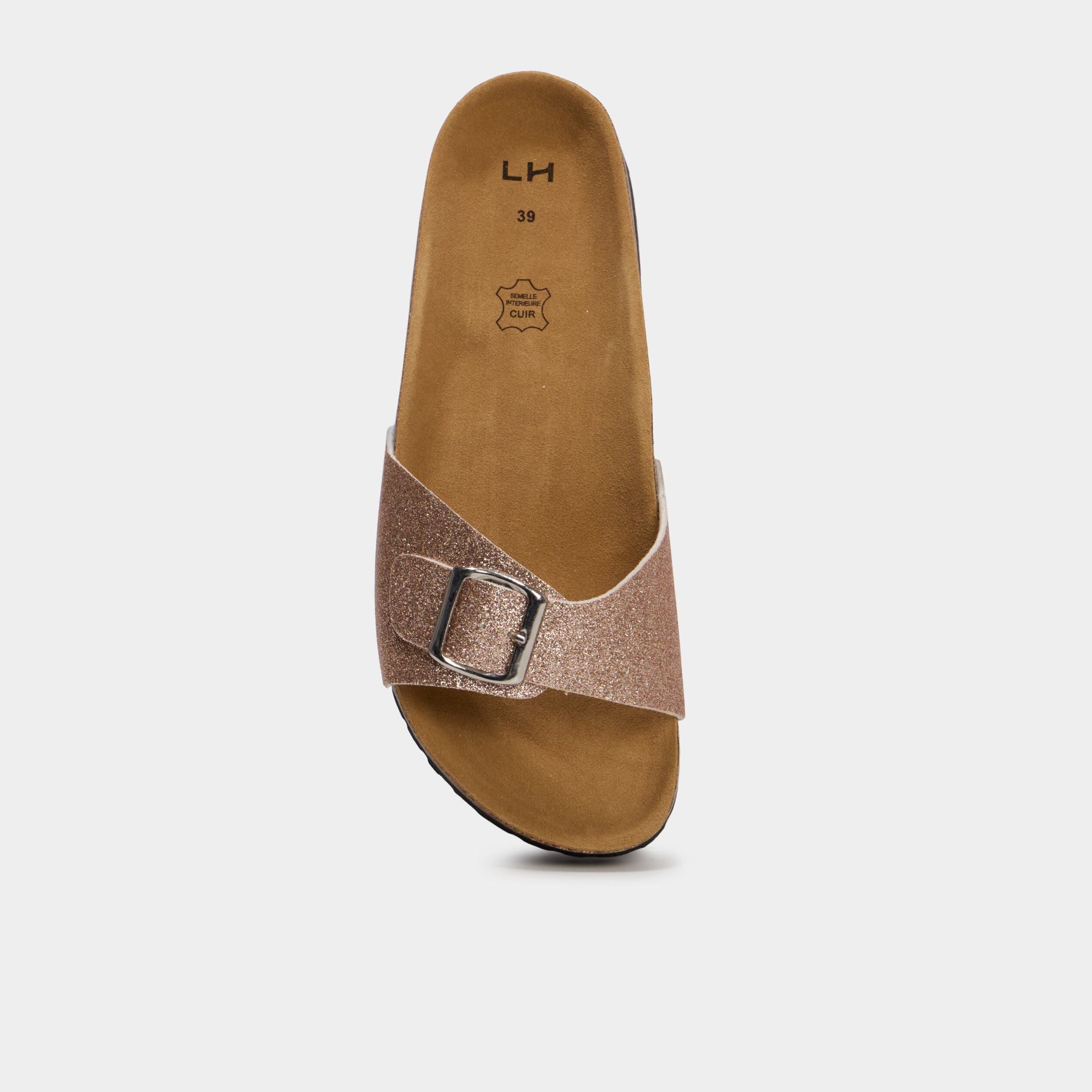 Mules avec boucles rose femme
