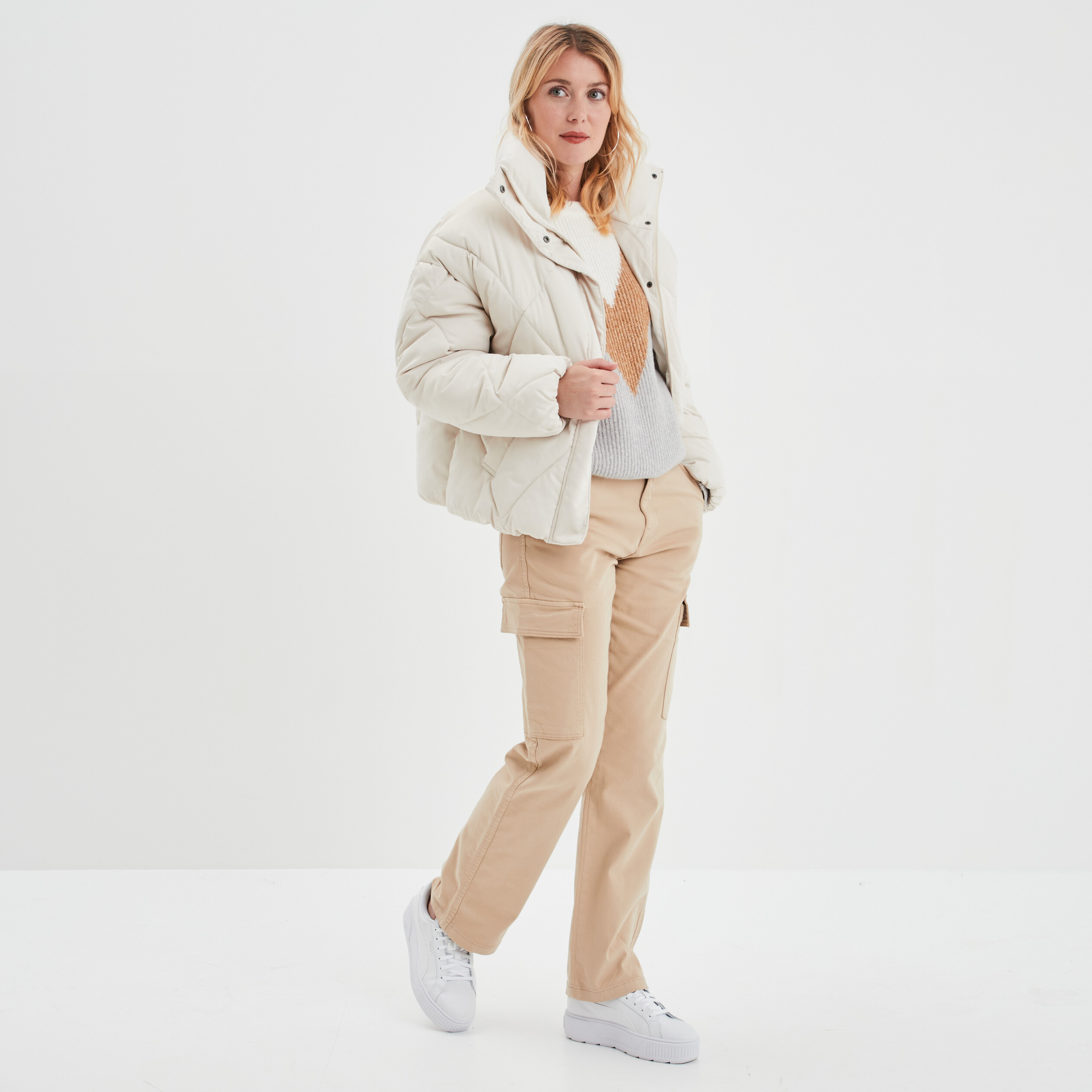 pantalon cargo droit sable femme Pantalon cargo droit sable femme