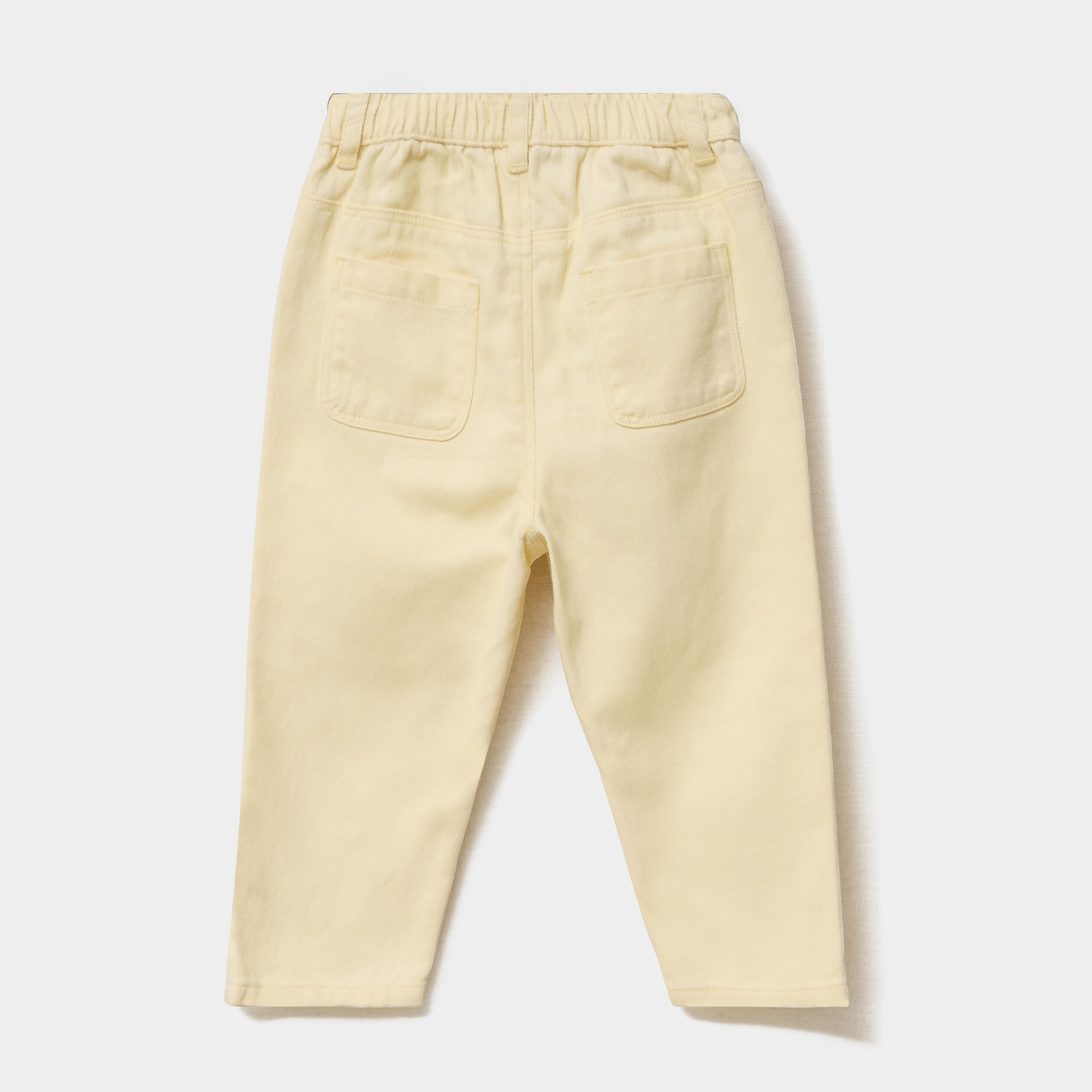 Pantalon ample brod&eacute; coton jaune clair b&eacute;b&eacute; fille