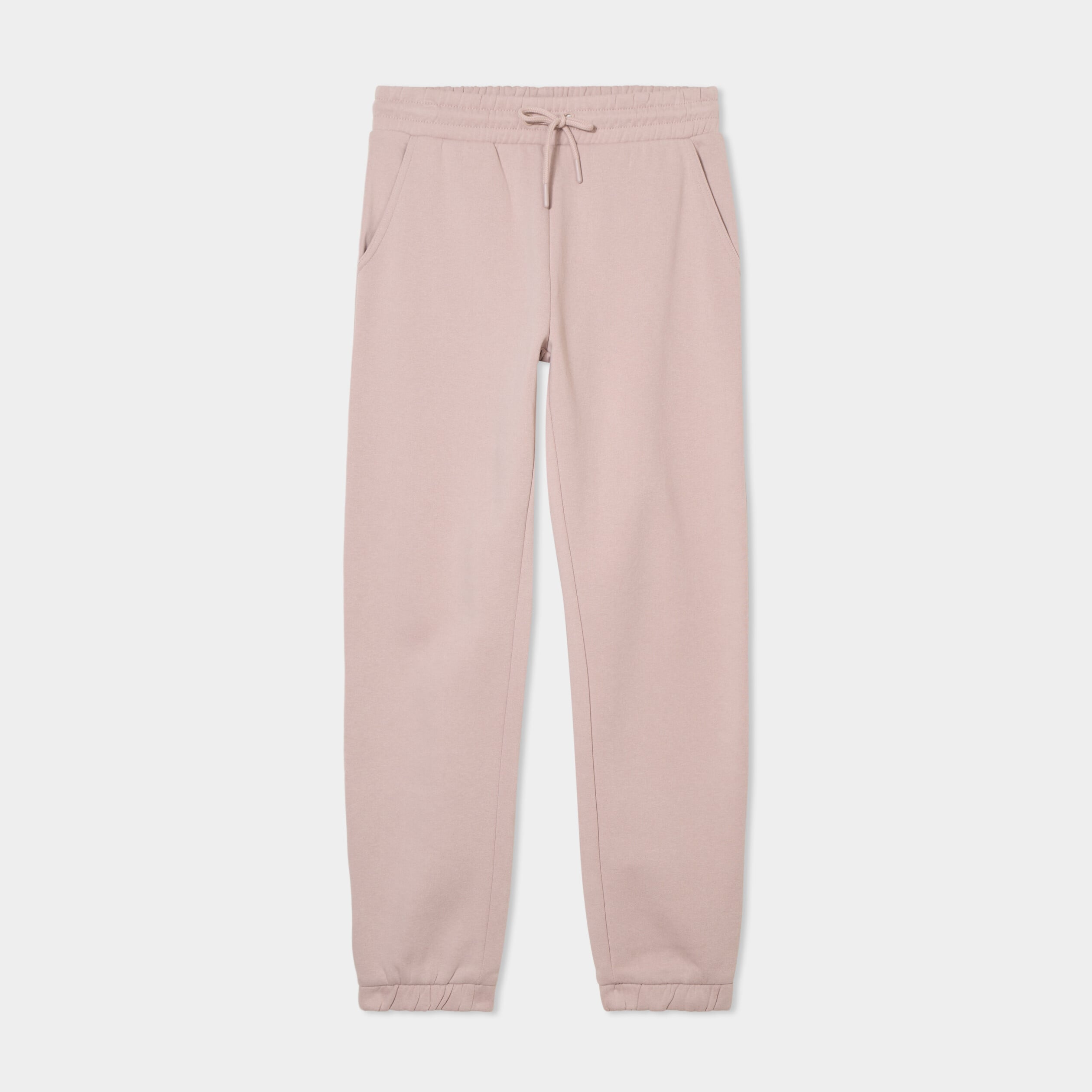 Pantalon jogging droit molleton marron clair femme