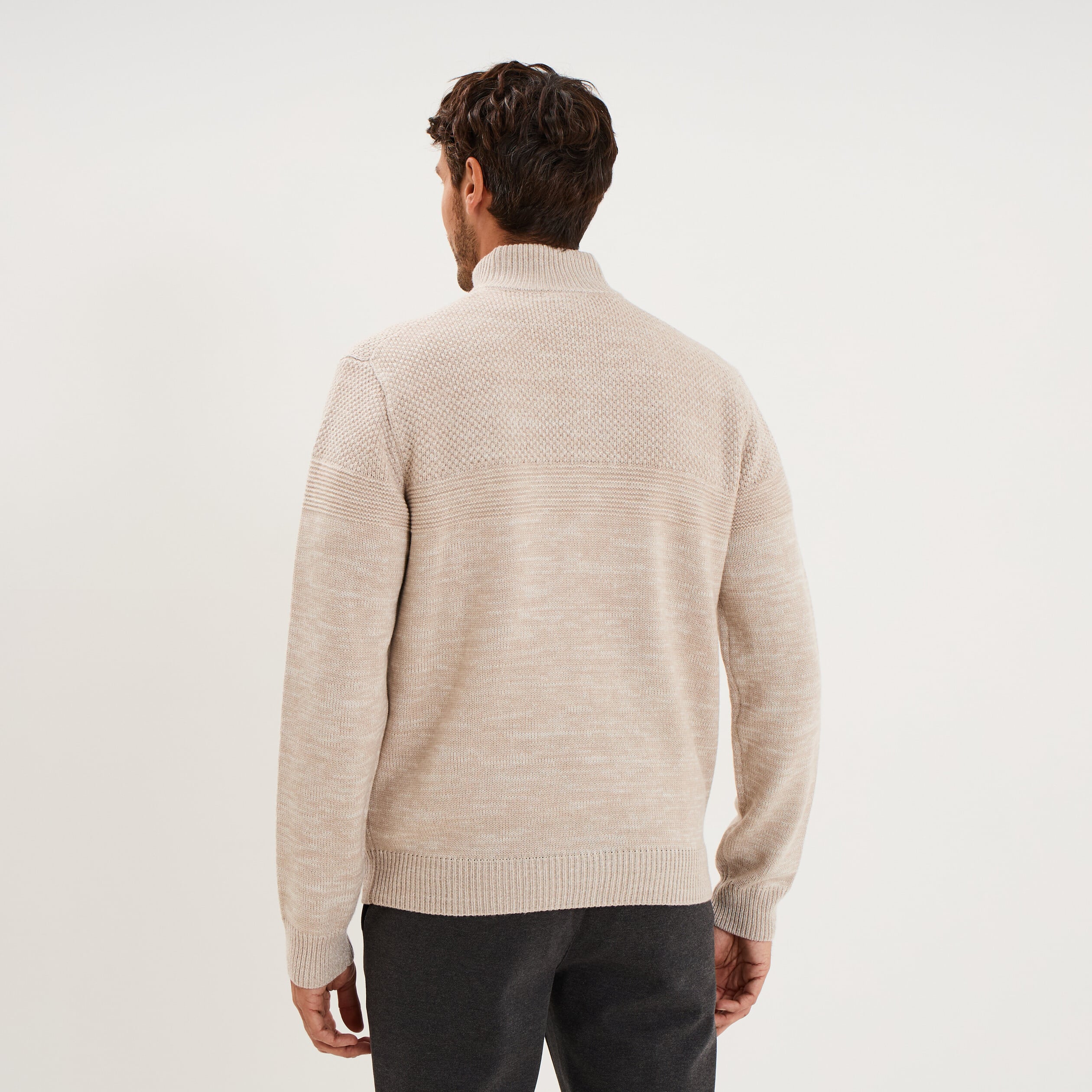 Pull col camionneur manches longues gris clair homme