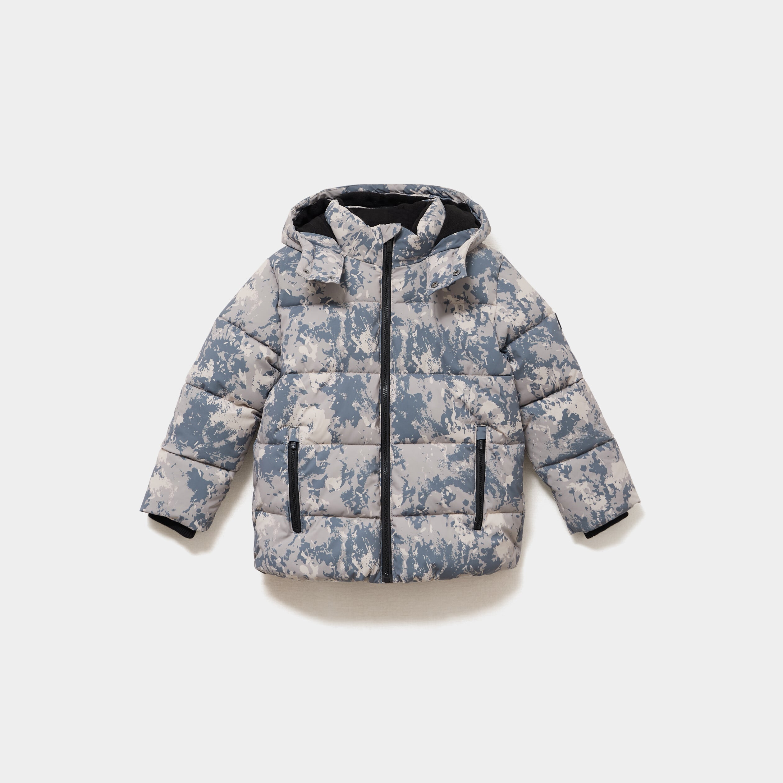 Doudoune d&eacute;perlante courte &agrave; capuche gris gar&ccedil;on