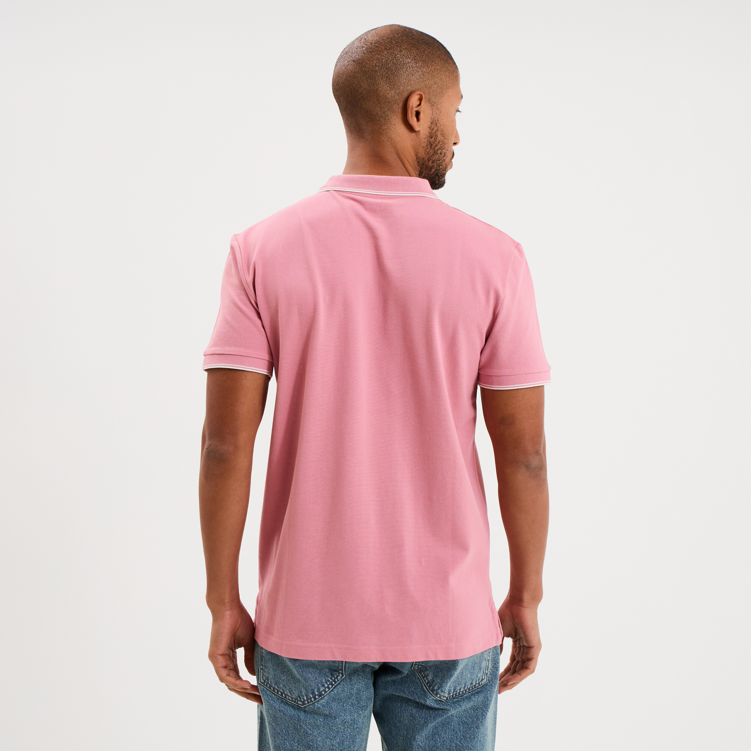 Polo piqu&eacute; coton manches courtes rose homme