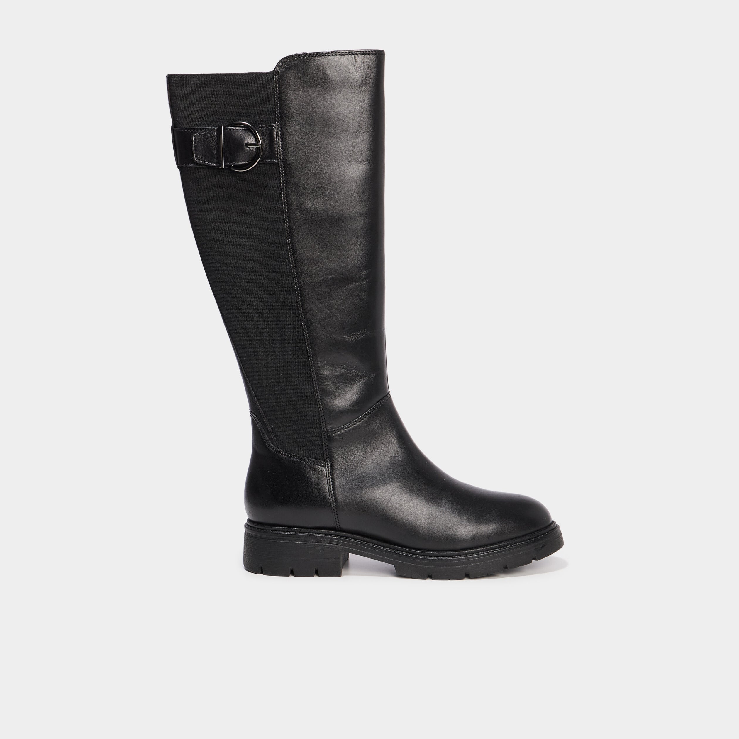 Bottes en cuir avec boucles noir femme