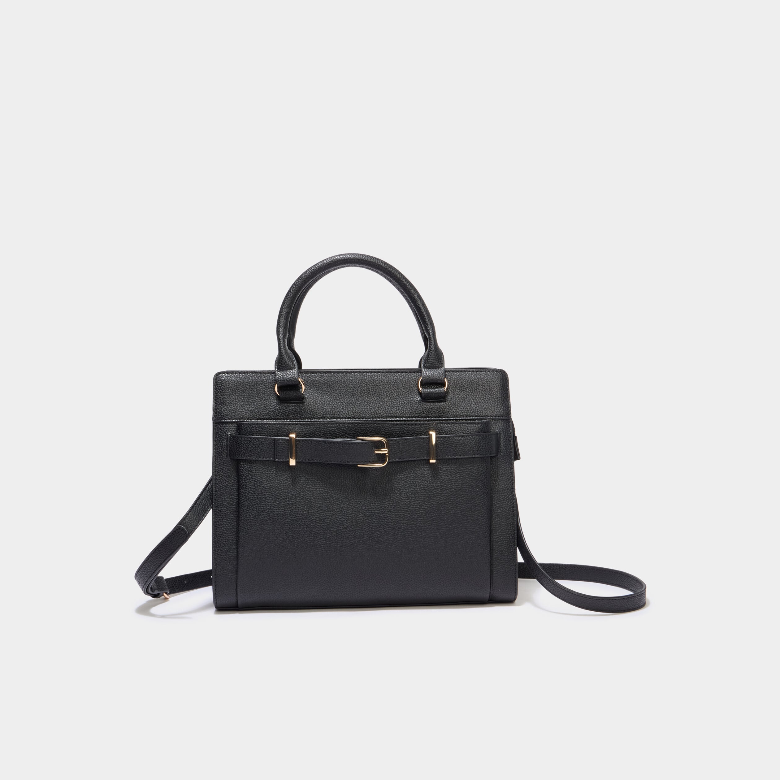 Sac &agrave; main avec boucle devant noir femme